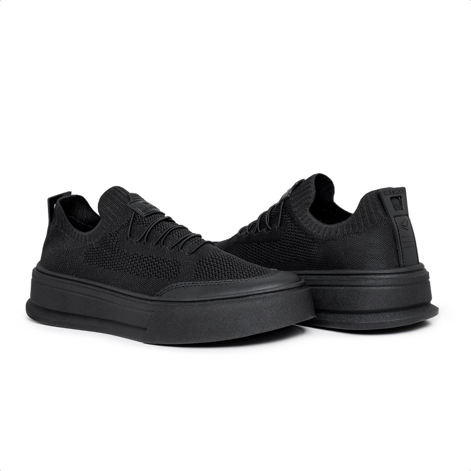 Tênis Masculino Casual Veritimo Knit Slip On Moderno Robusto Conforto Preto