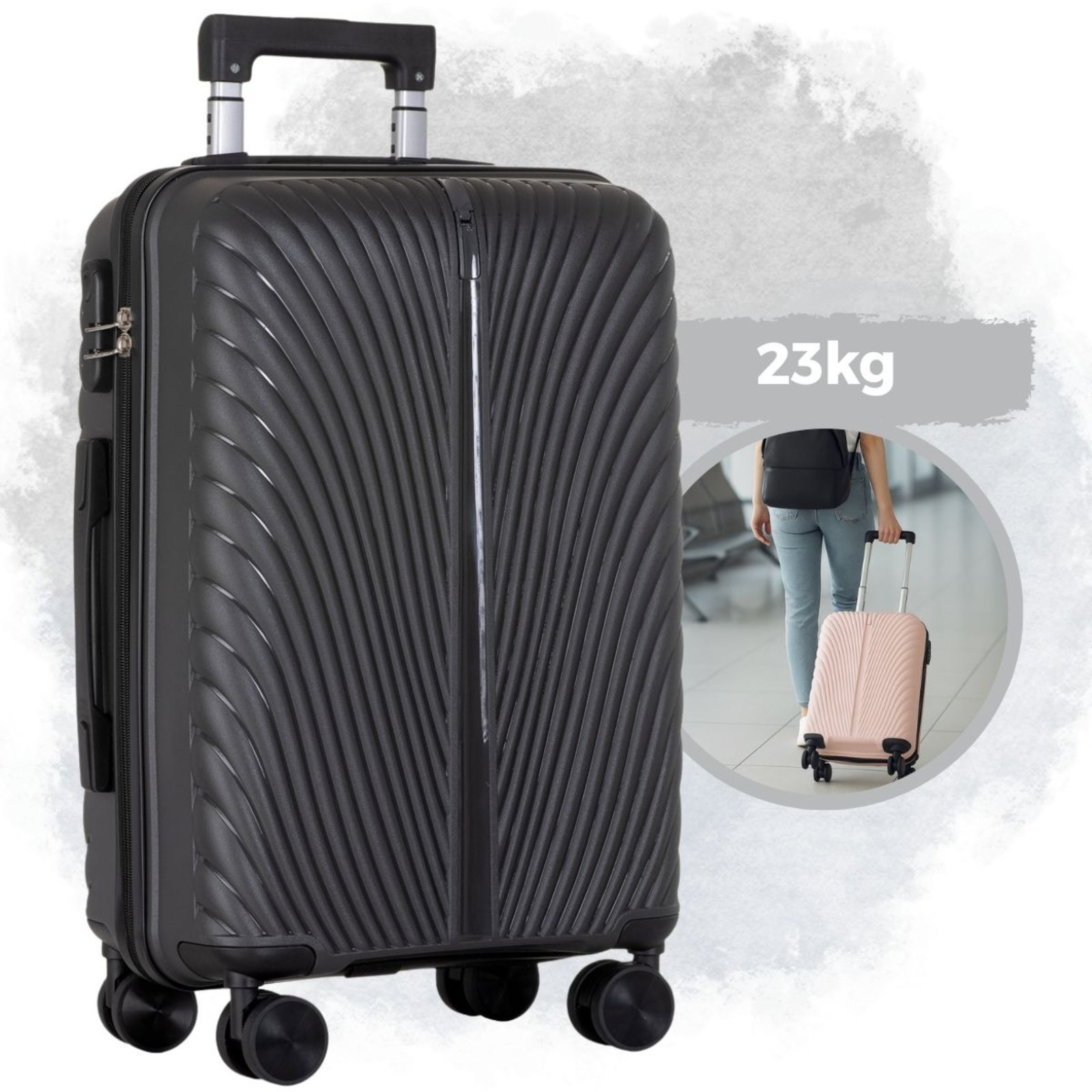 Mala De Viagem 23kg Polipropileno Rodinhas 360 Média