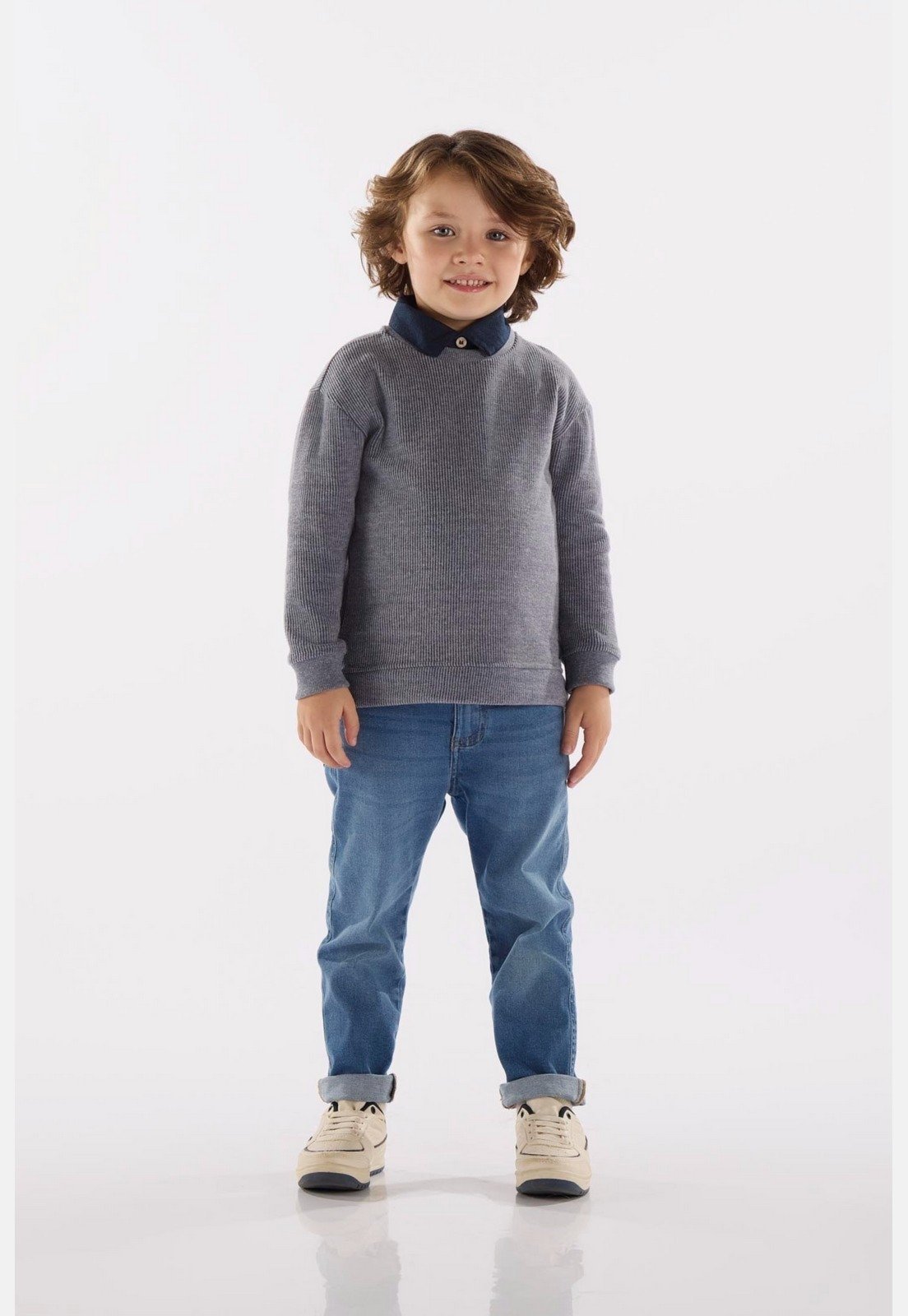 Infantil – Blusão Masculino em Malha Aveludada Up Baby Azul Marinho