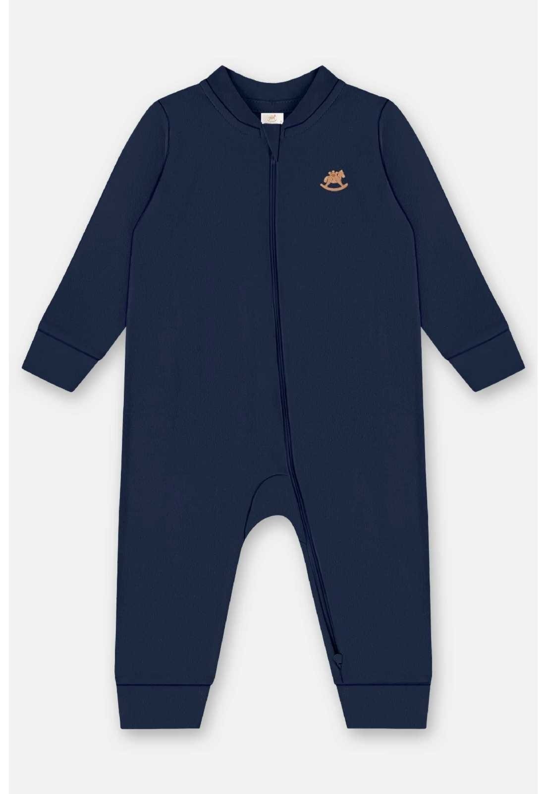Infantil - Macacão Unissex para em Suedine Up Baby Azul Marinho