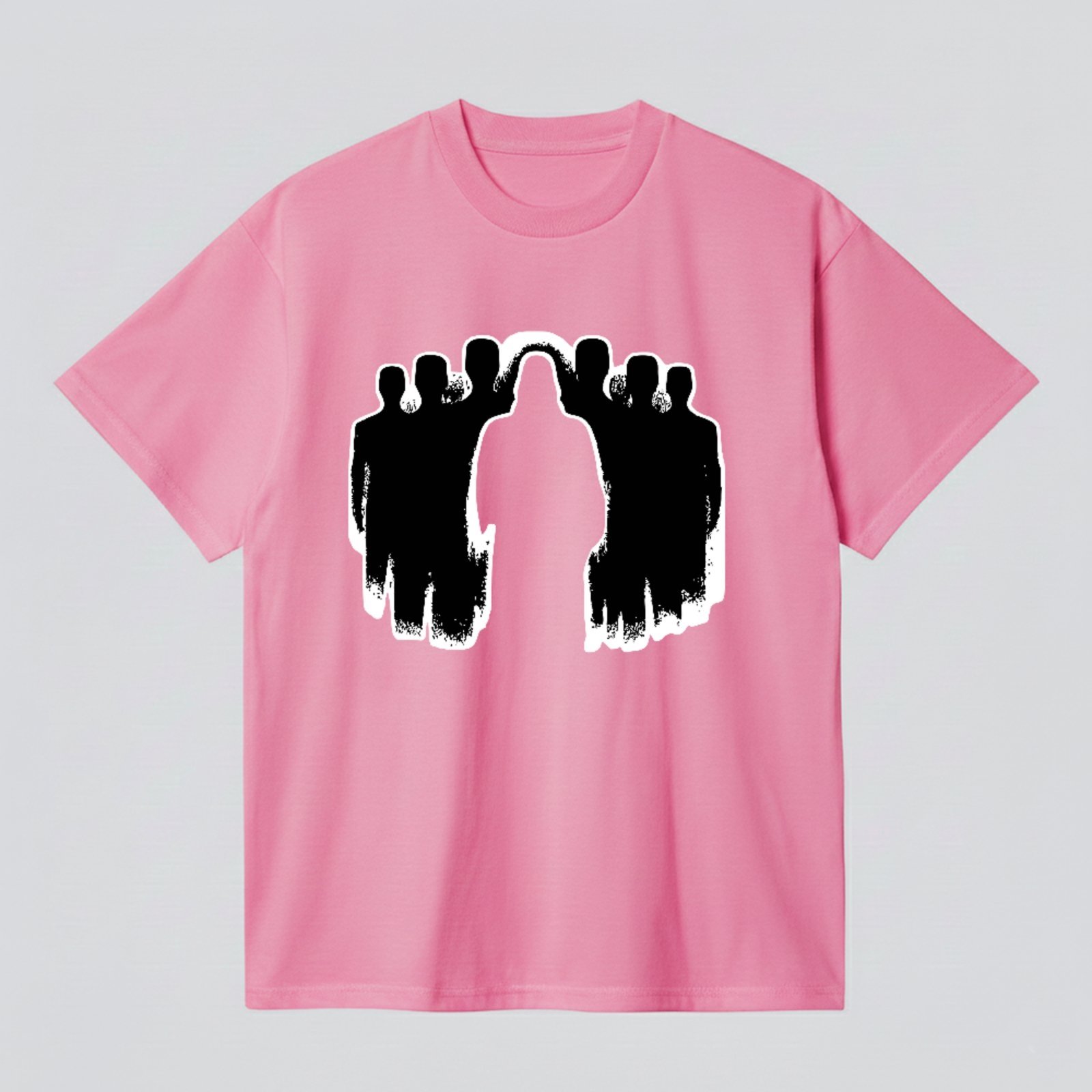 Camiseta Básica Jesus Entre Nós Fé Cristã Estilo Minimalista Rosa