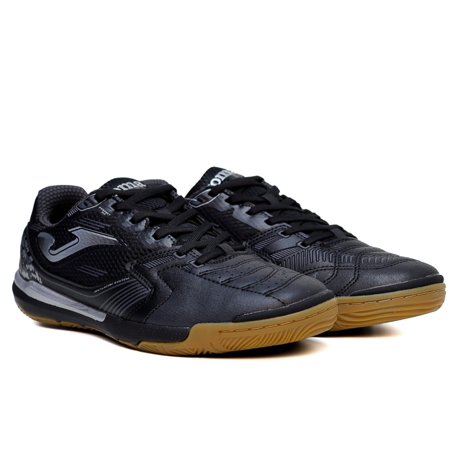 Vista 3 Chuteira Joma Liga 5 Futsal Cinza preto Joma preto