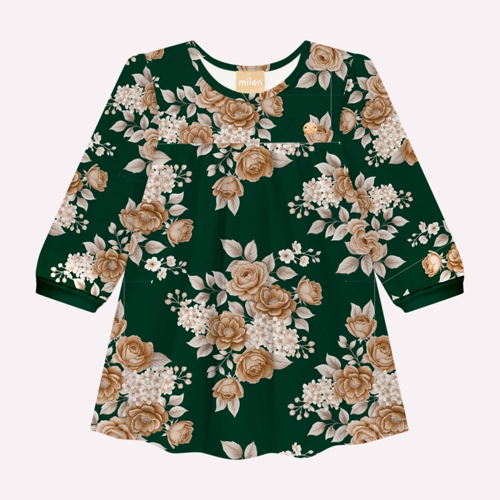 Infantil - Vestido Menina Flores Milon