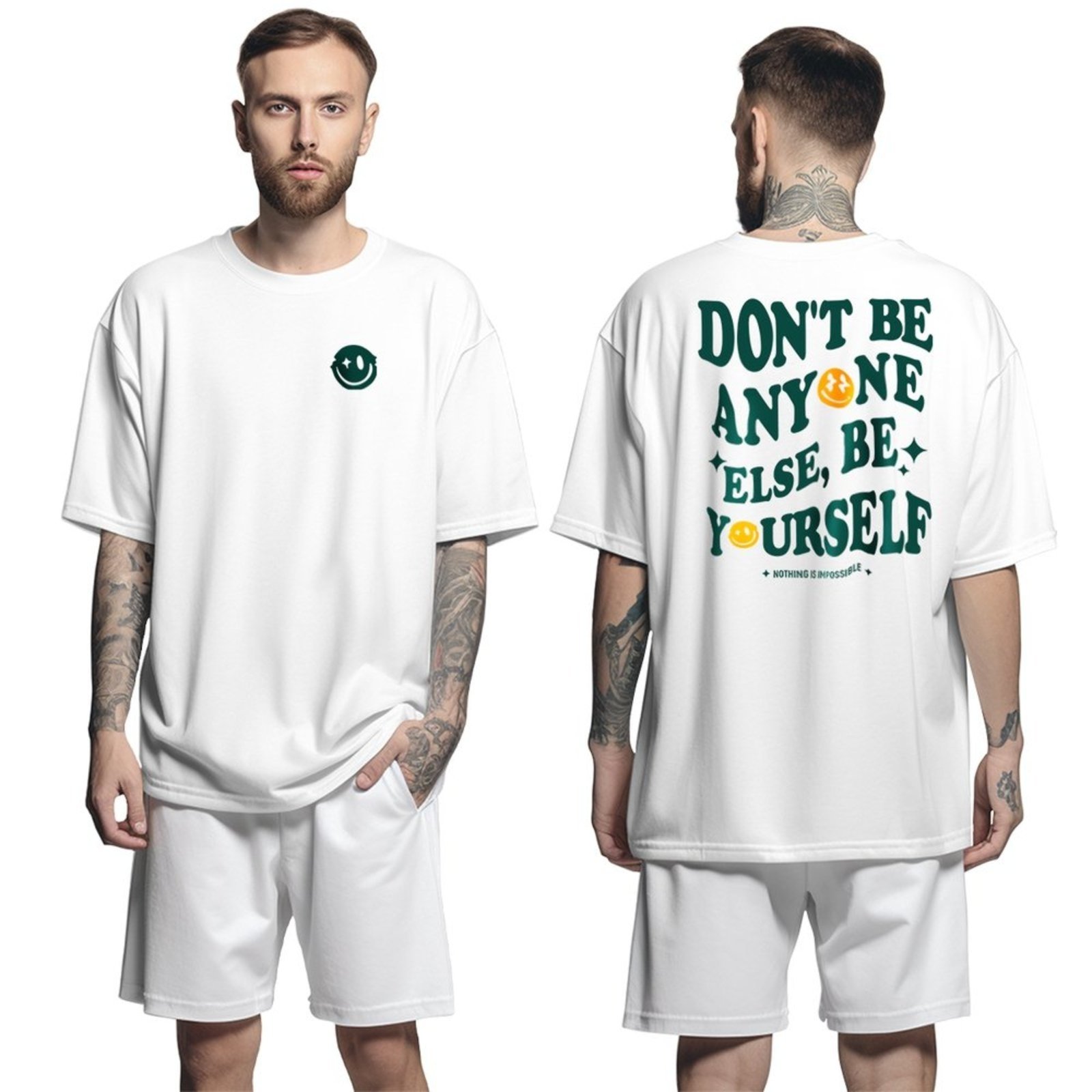 Camiseta Oversized Streetwear Genuine Grit Masculina Larga 100% Algodão 30.1 Don’t Be Anyone – Branco – P