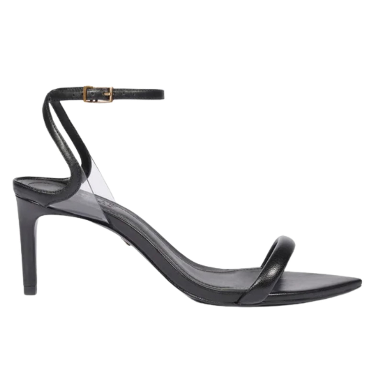 Sandalia Feminina Schutz Preta Skye Leaf Mid Bico Fino
