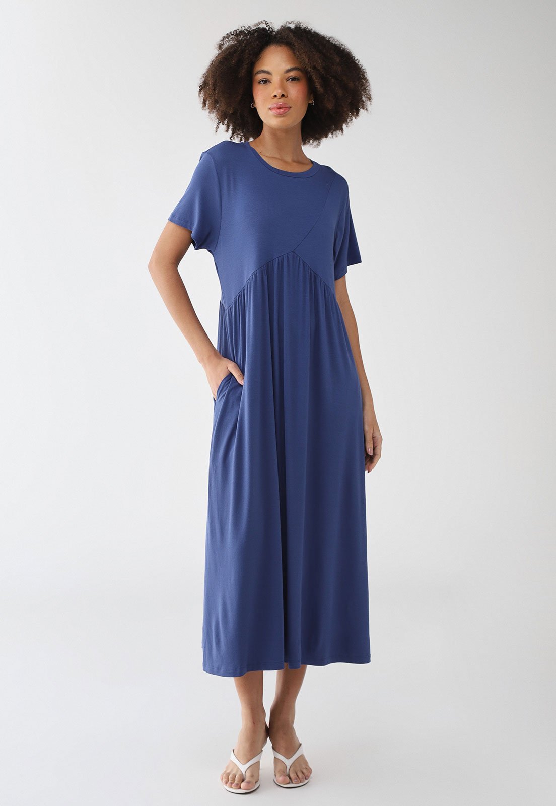 Vestido Midi CaCay Recortes Azul