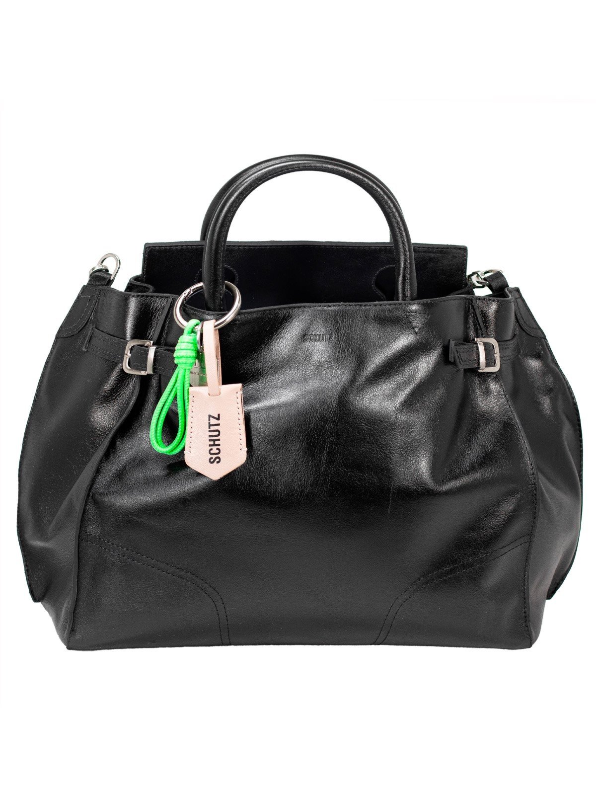 Bolsa Feminina Grande Schutz Tote Maxi Heaven Couro Preto Black