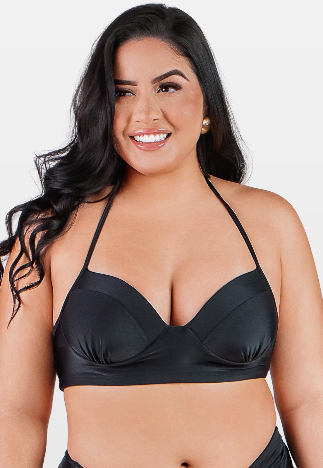 Top Summer Soul Meia Taça Com Bojo Plus Size Preto
