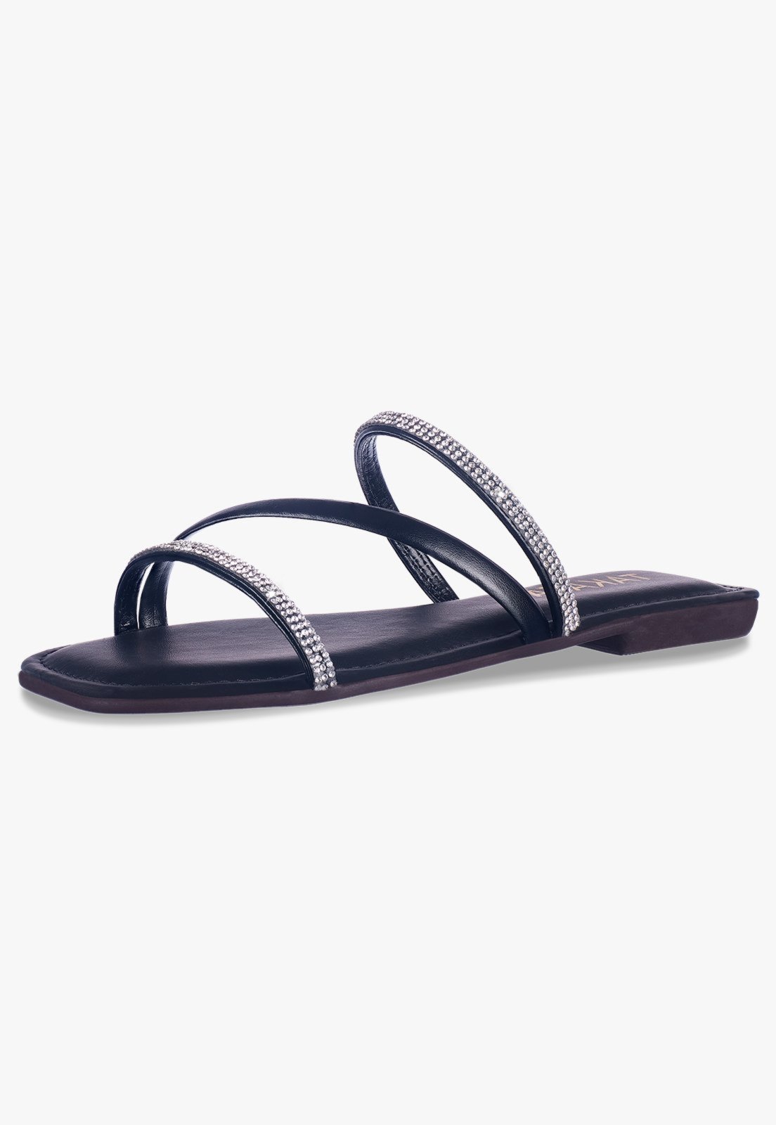 Sandália Rasteira Feminina Flat Tira Cristal com Brilho Moda Verão Confortável