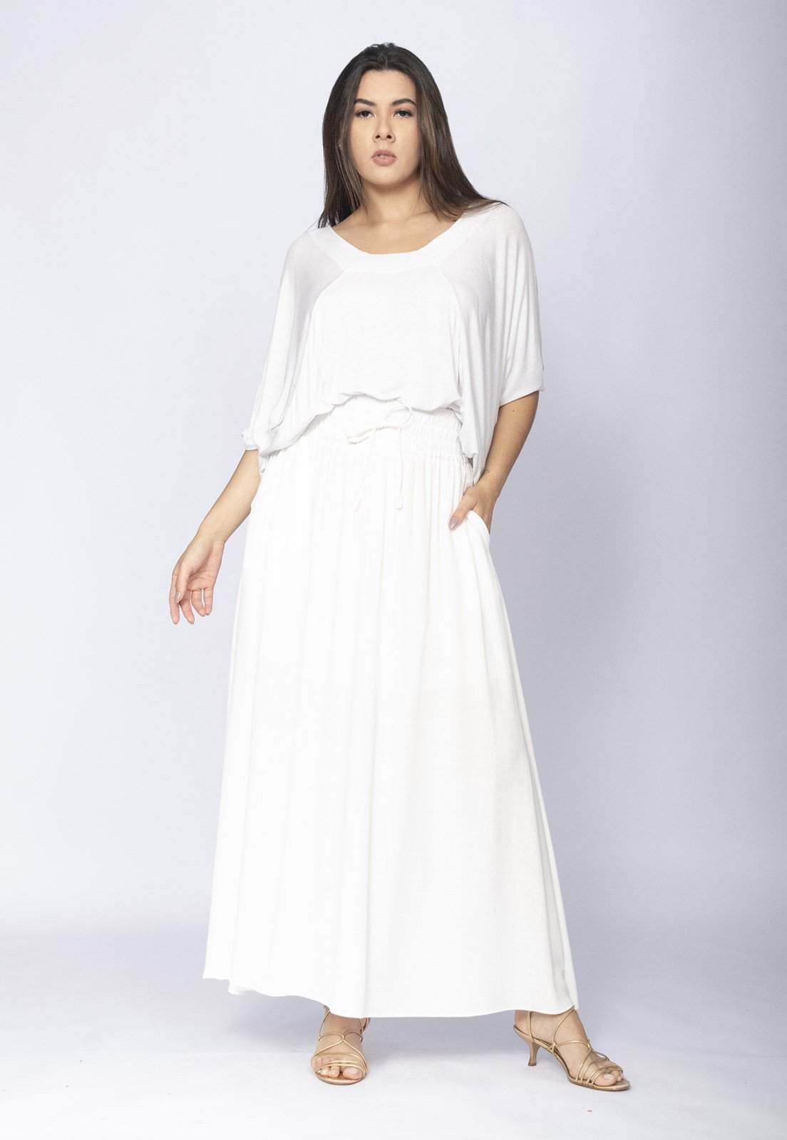 Saia Longa Amazonia Vital Viscose Branca