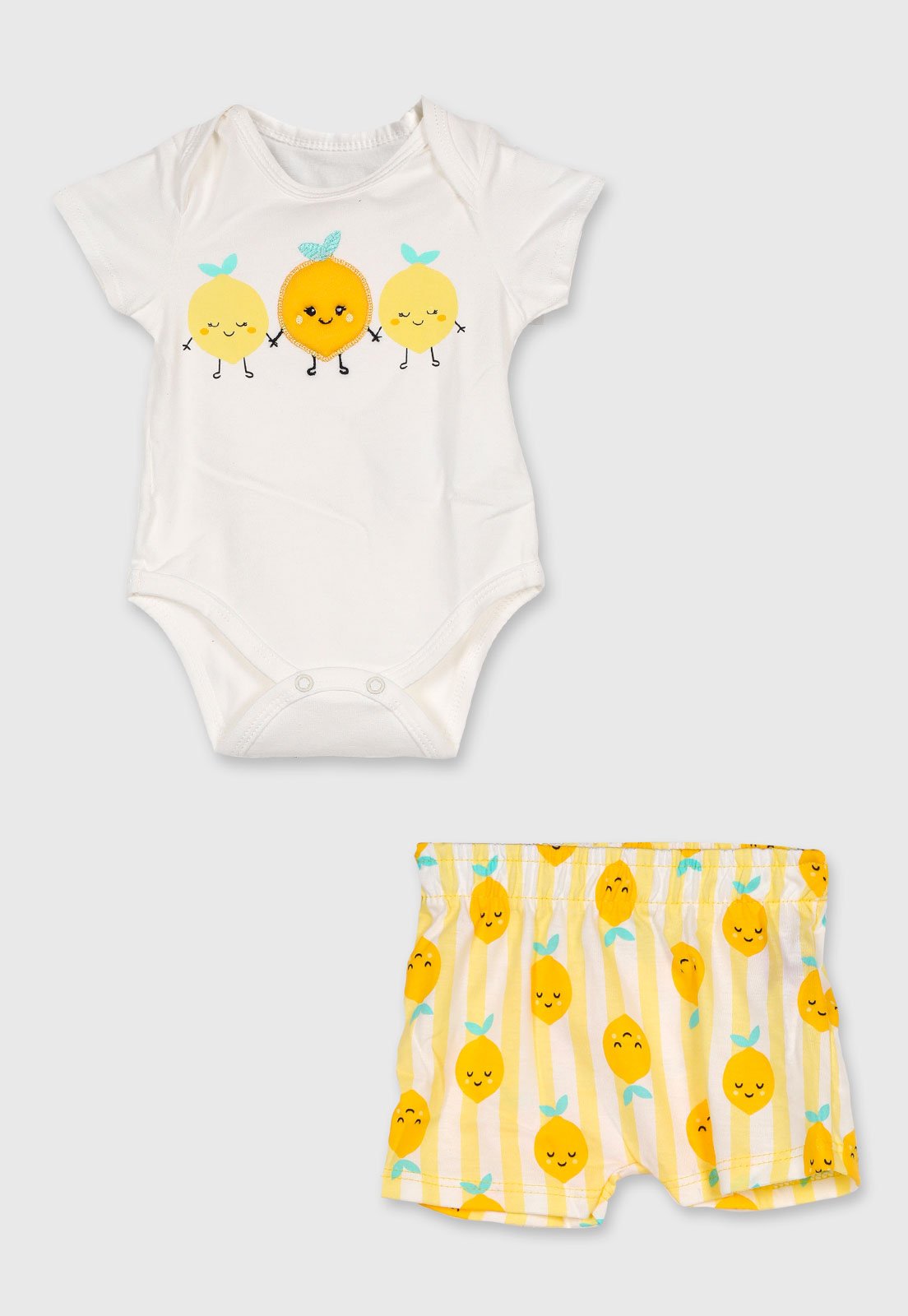 Infantil - Conjunto Kyly Body e Short Limão Branco