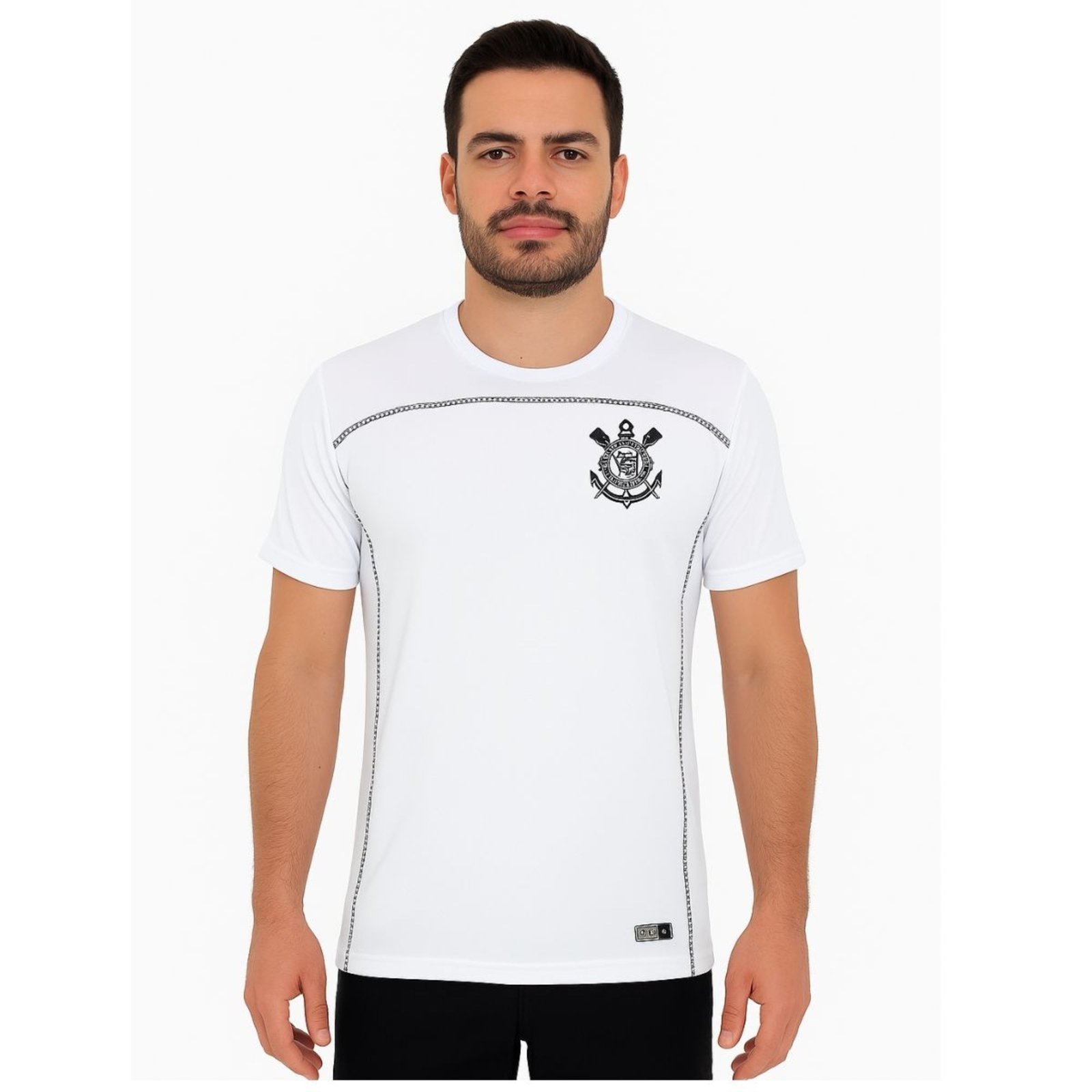 Camiseta Corinthians Masculina Gola V Dry Branca Licenciado Branco