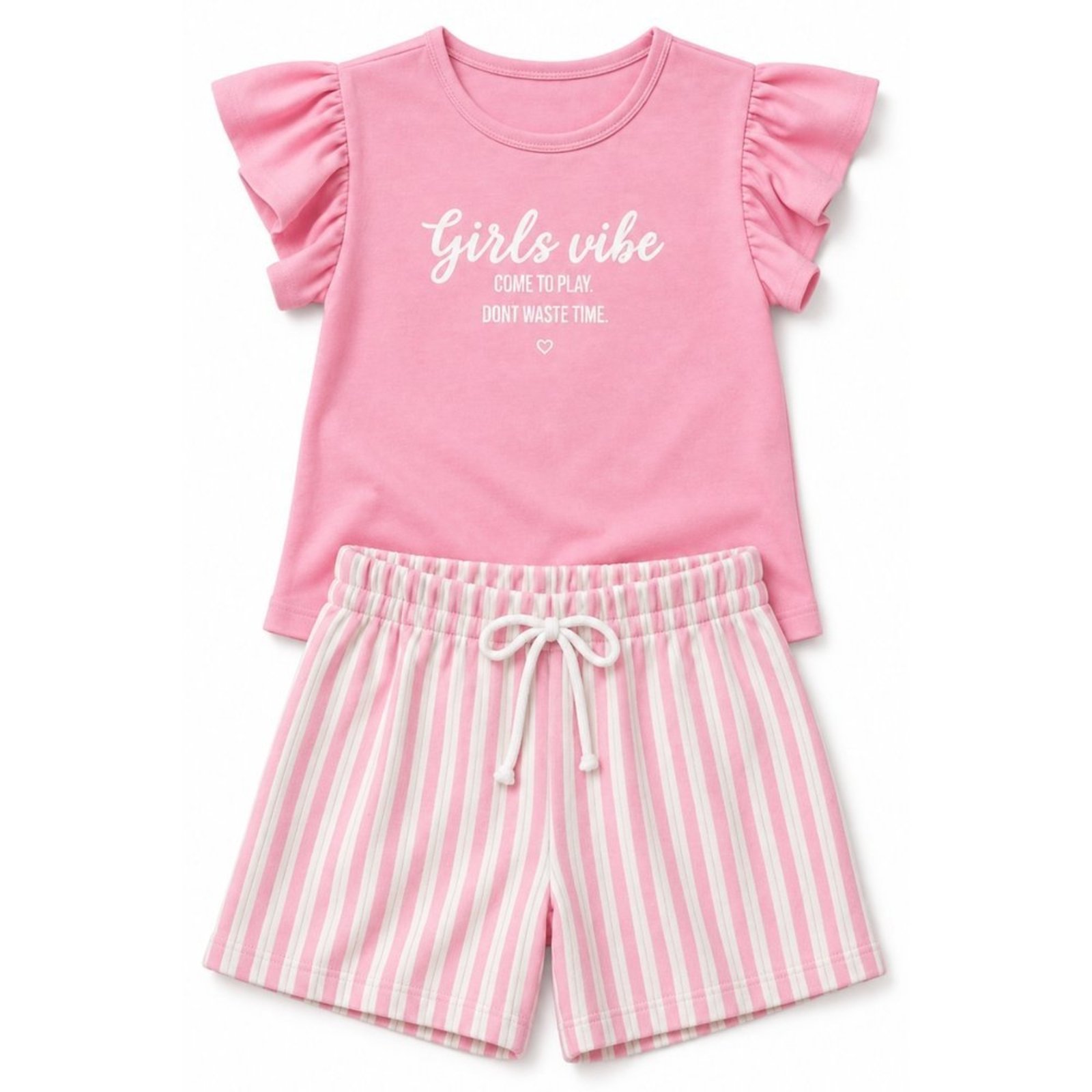 Infantil - Conjunto Menina Blusa Cotton Bermuda Moletinho Eco