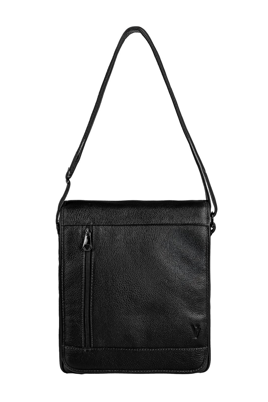 Bolsa carteiro masculina em couro floater Benício - Preto