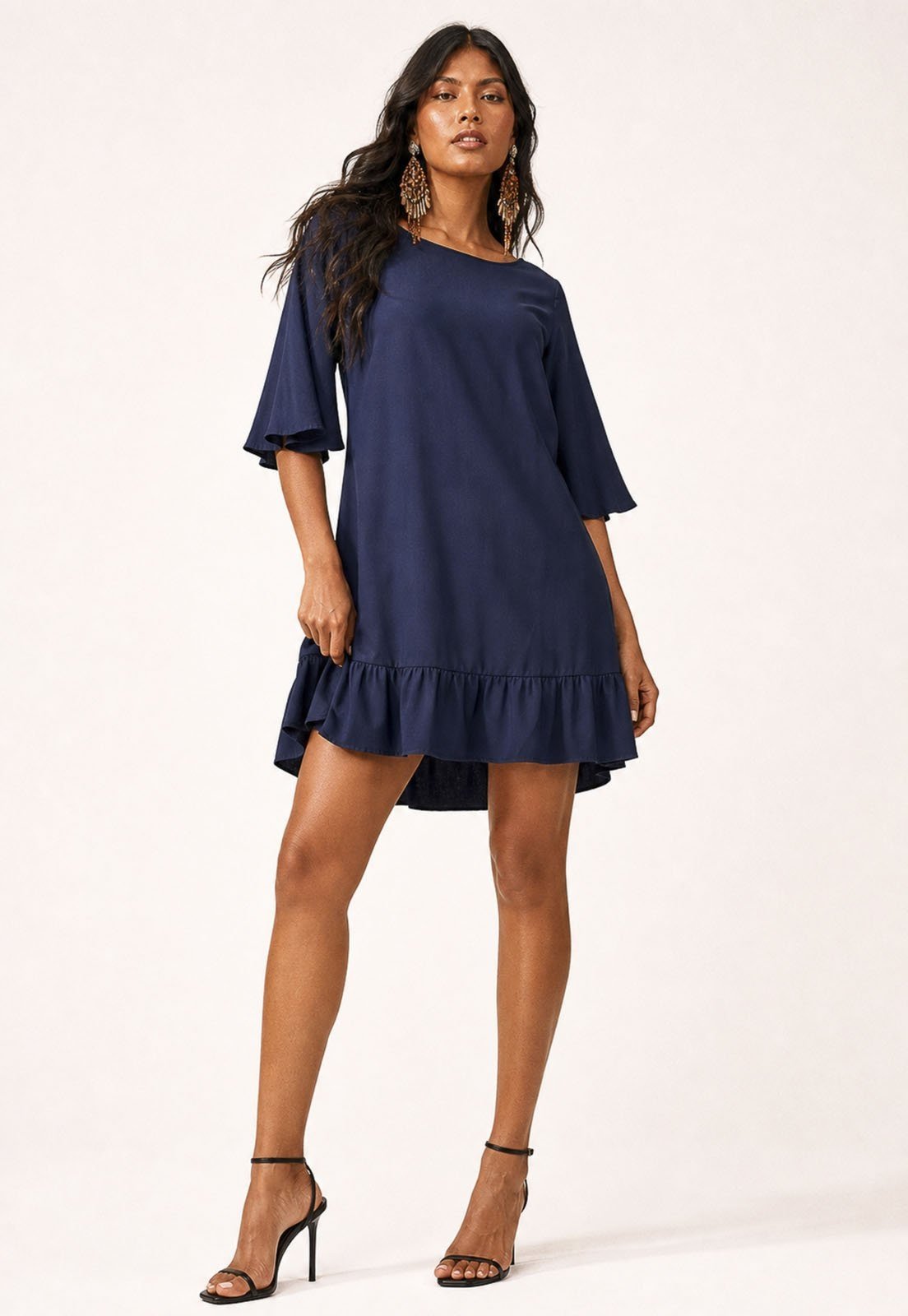 Vestido Amazonia Vital Curto Viscose Azul Marinho