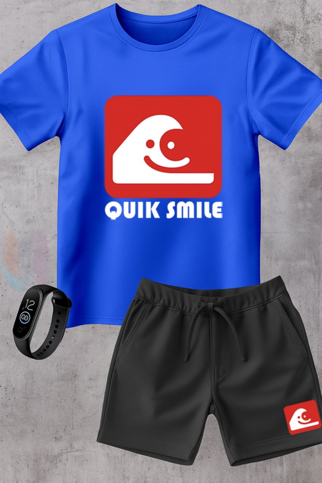 Infantil - Kit Camiseta menino Urbania Algodão azul Short Bermuda preta menina Conjunto black promoção oferta + brinde relogio estampa quik smile estilo silver