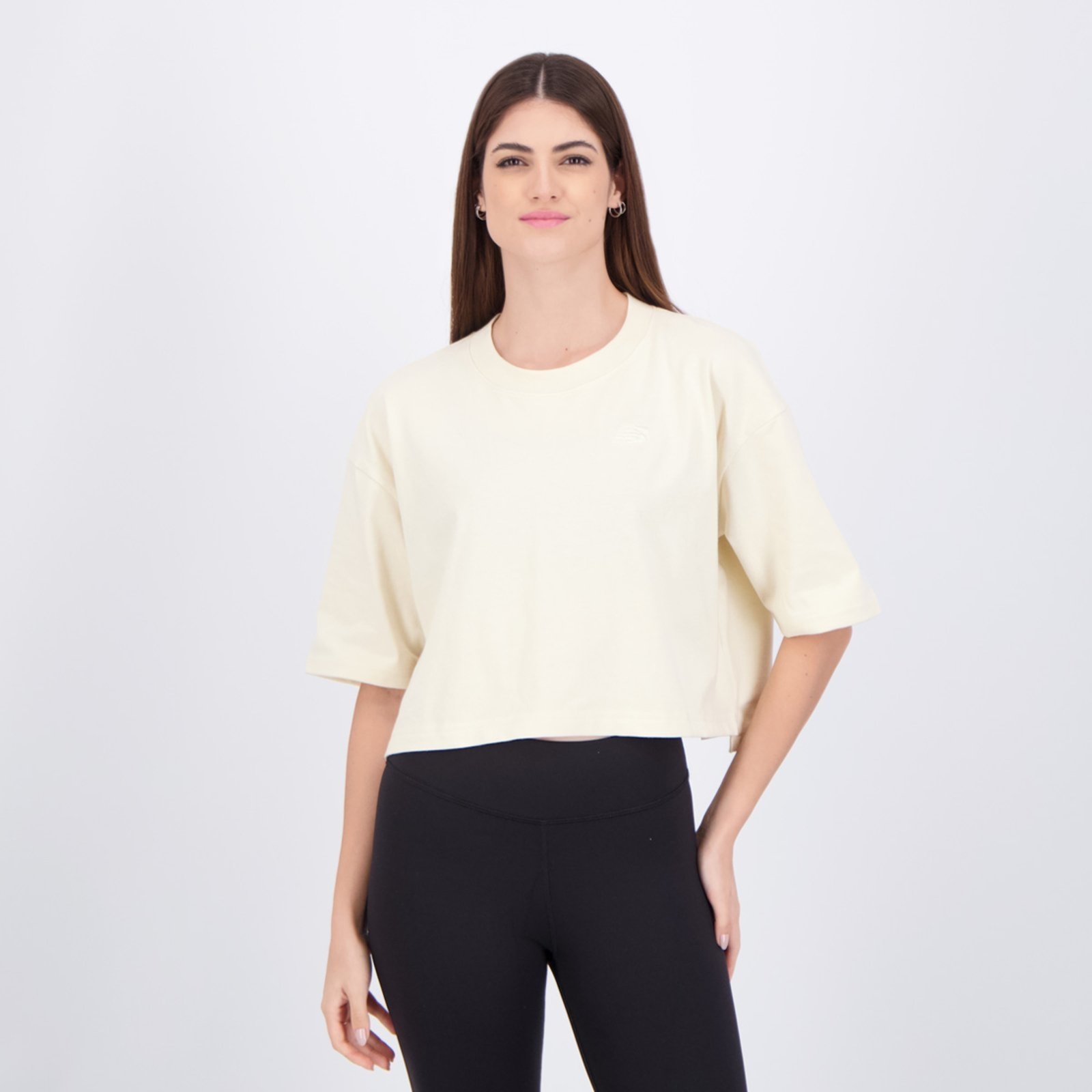 Vista 2 Cropped New Balance Small Logo Oversized Feminino azul New Balance azul