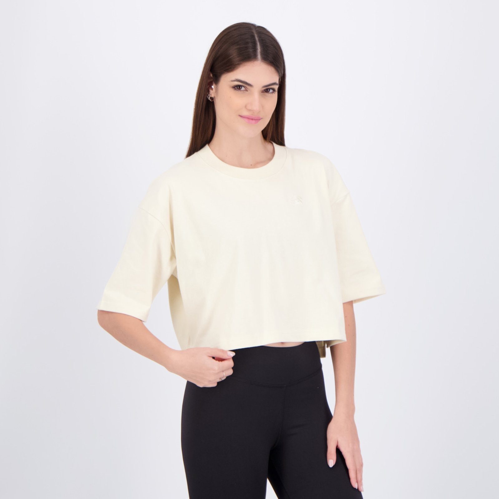 Vista 3 Cropped New Balance Small Logo Oversized Feminino azul New Balance azul