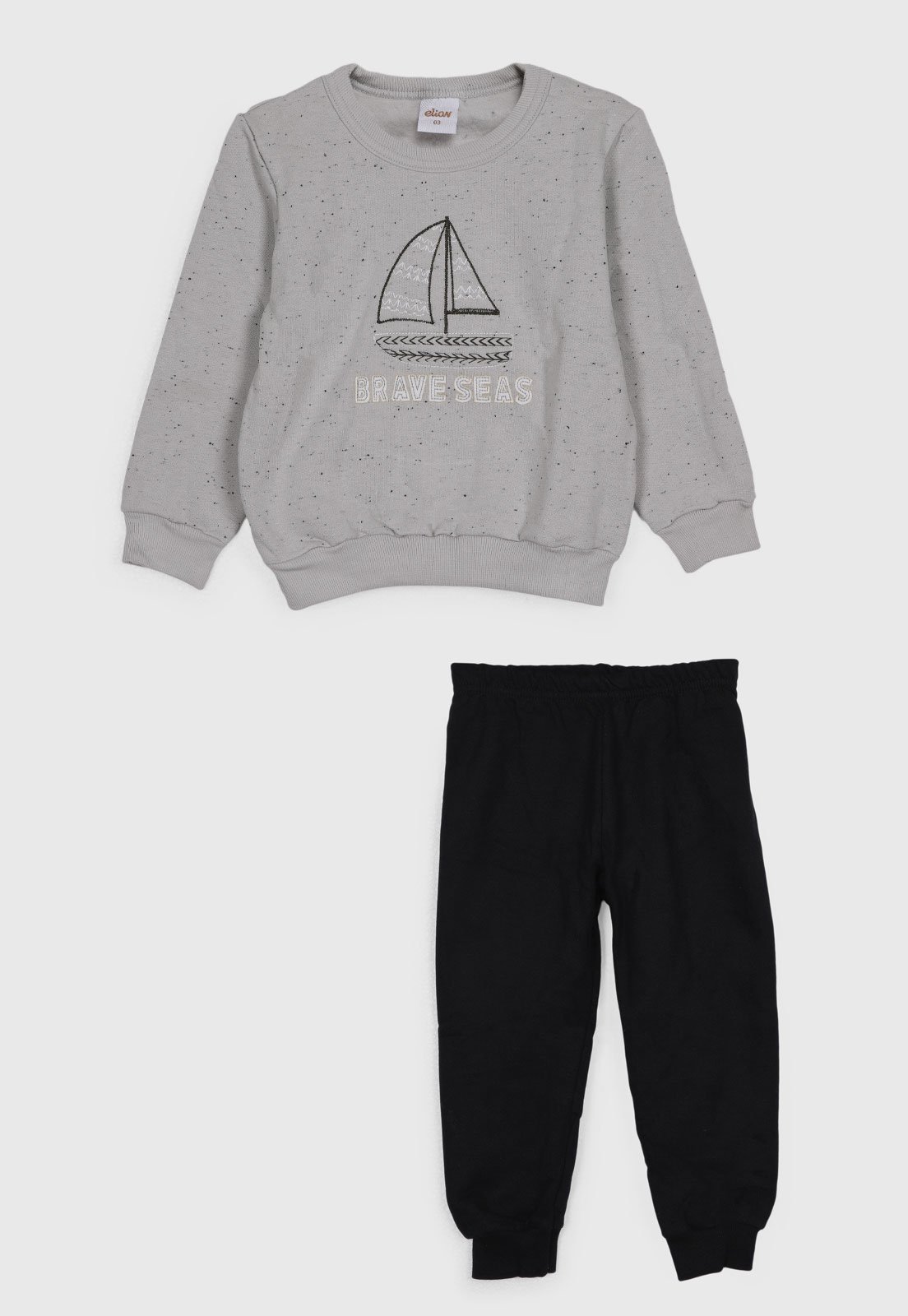 Conjunto Elian Moletom Estampa Brave Seas Cinza