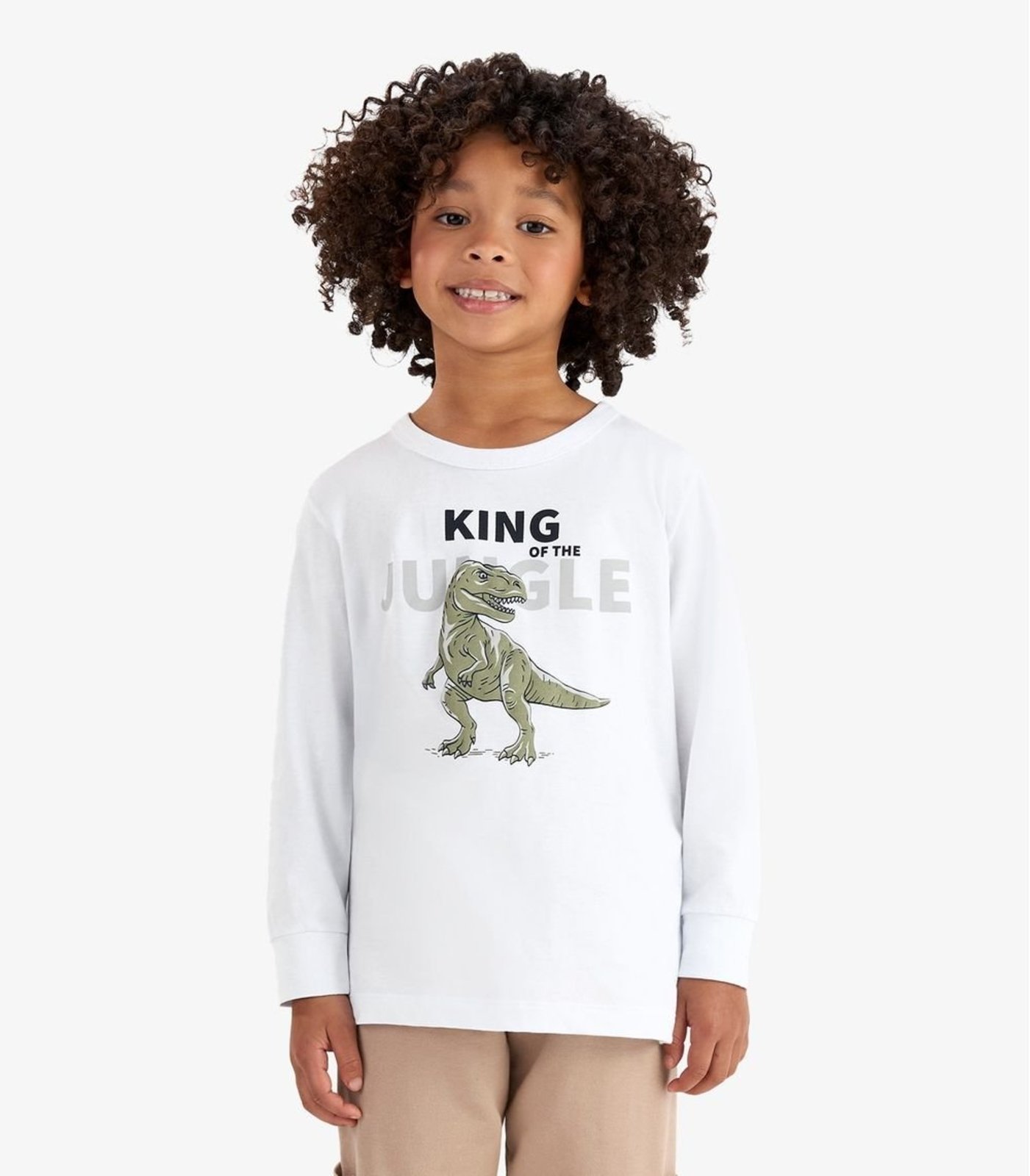 Infantil - Camiseta Manga Longa em Meia Malha Rovi Branco