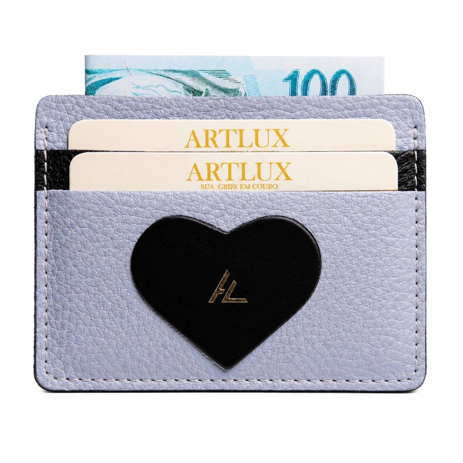 Porta Cartões e CNH em Couro Black Heart Artlux 3094 Azul Claro