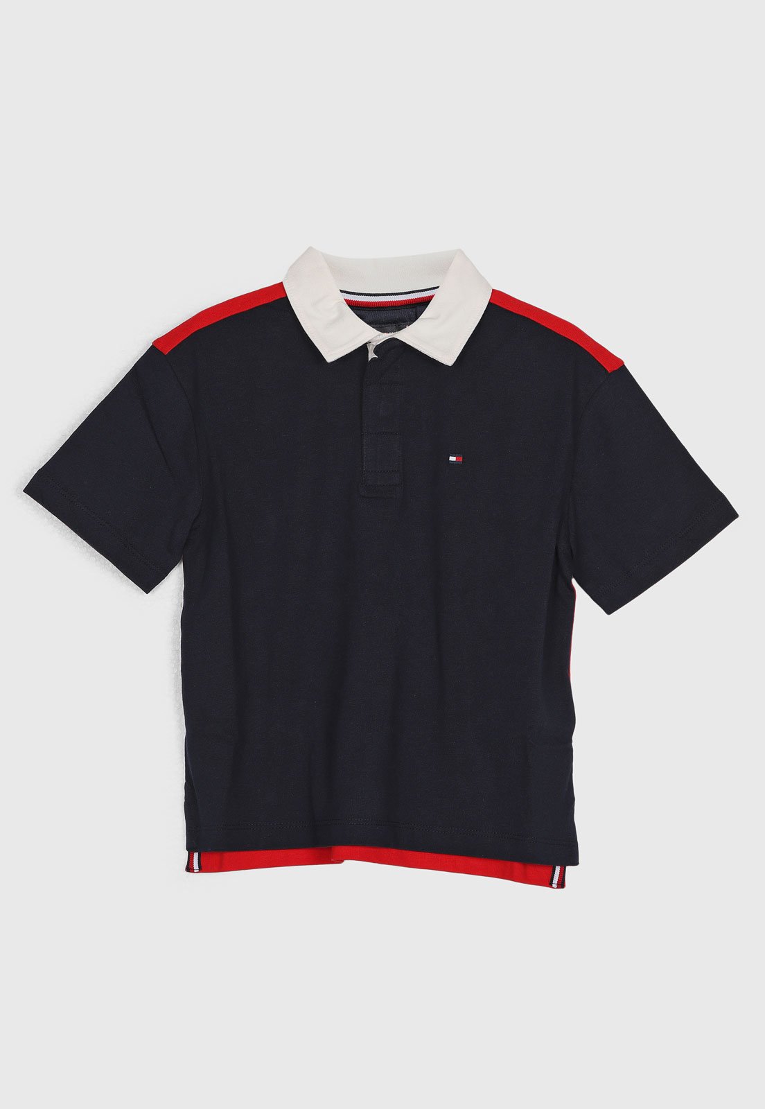 Infantil - Polo Tommy Hilfiger Detalhe Contrastante Azul Marinho