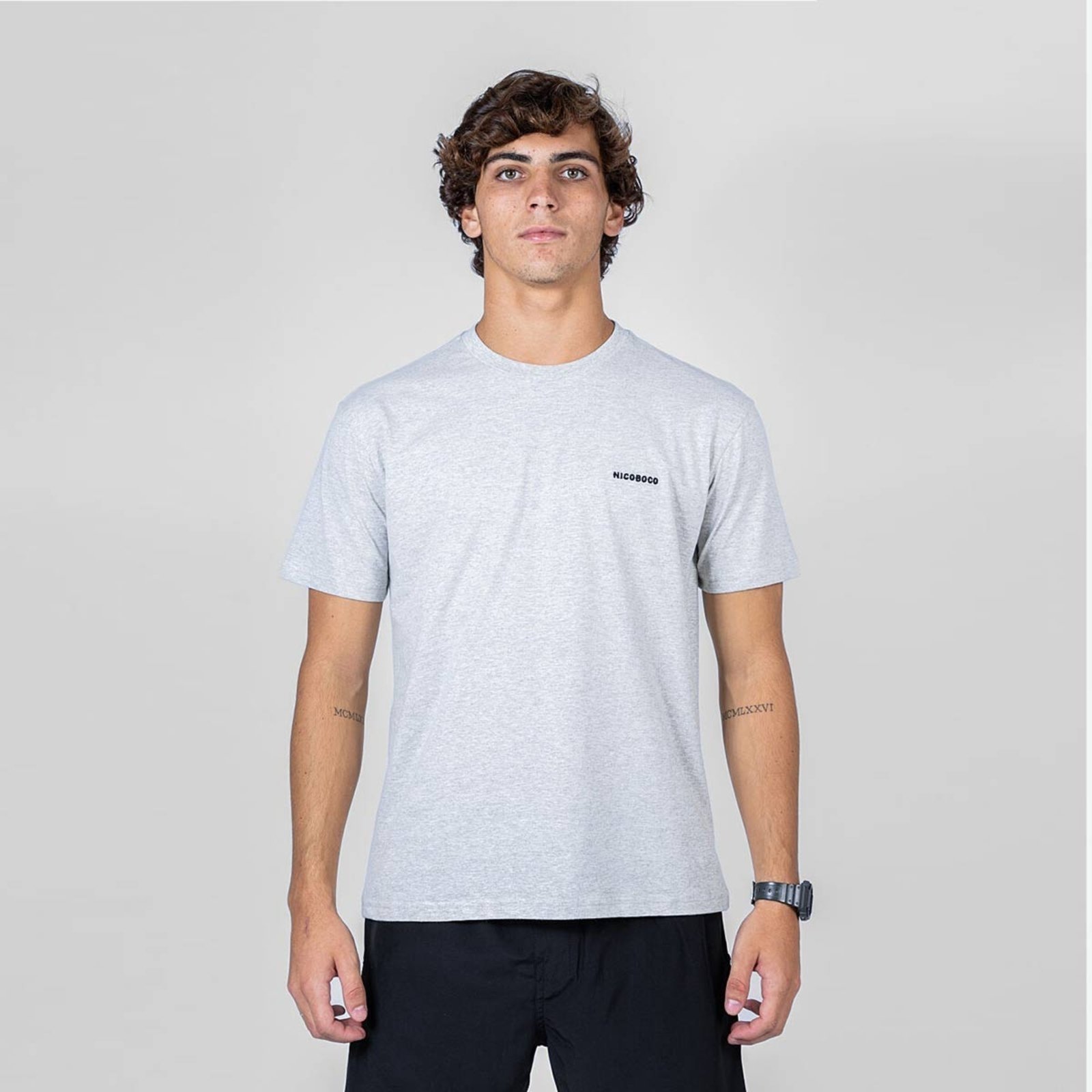 Camiseta Nicoboco Básica Grace Cinza Mescla