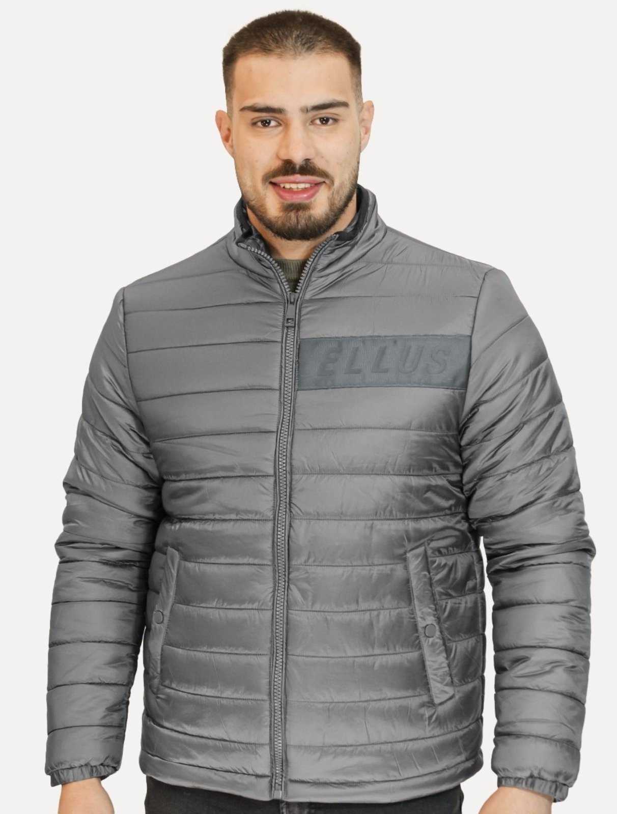 Jaqueta Ellus Masculina Nylon Bomber Gominhos Cinza