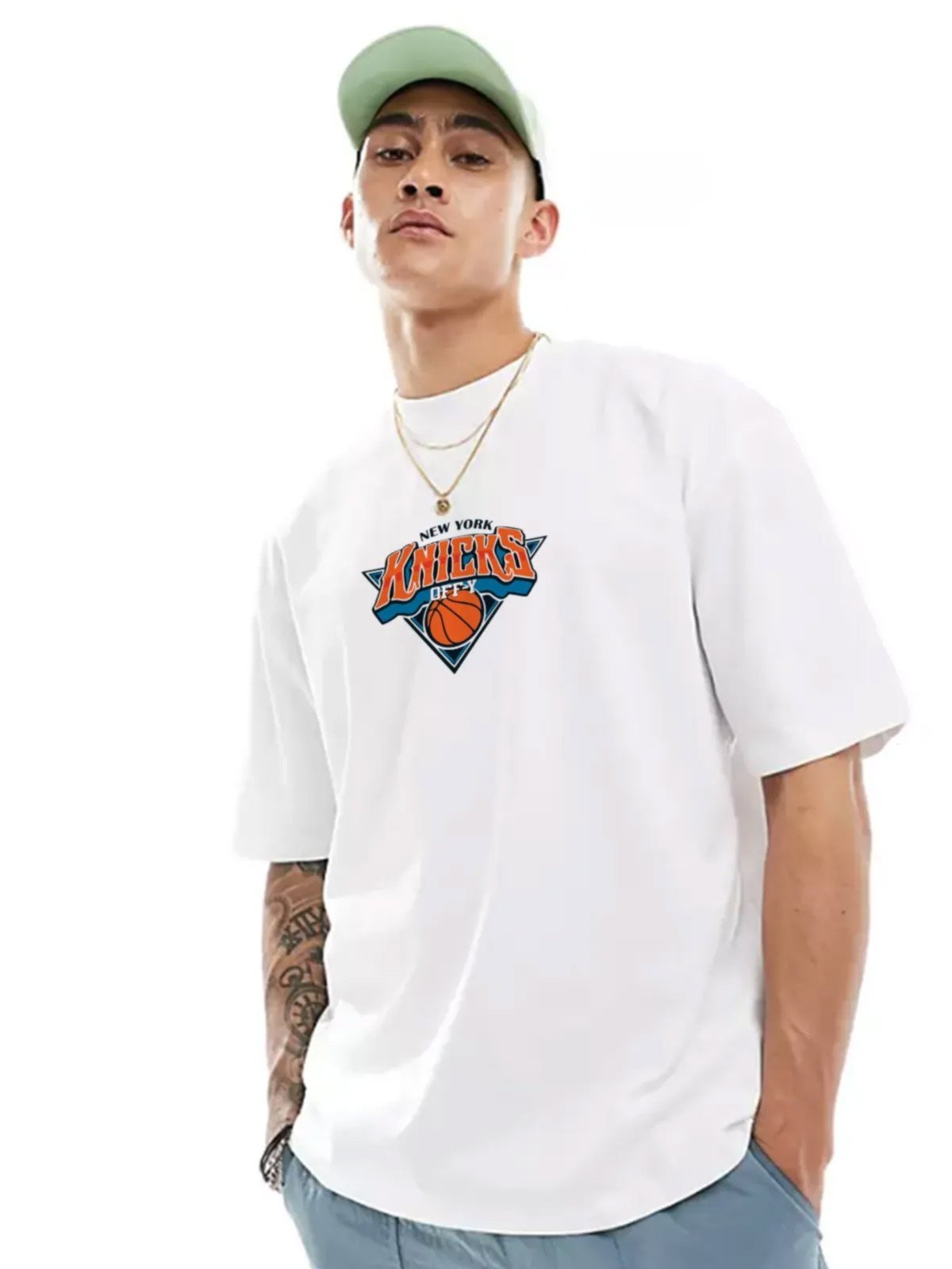 Camiseta Oversized Streetwear Off-Y Logo Line White
