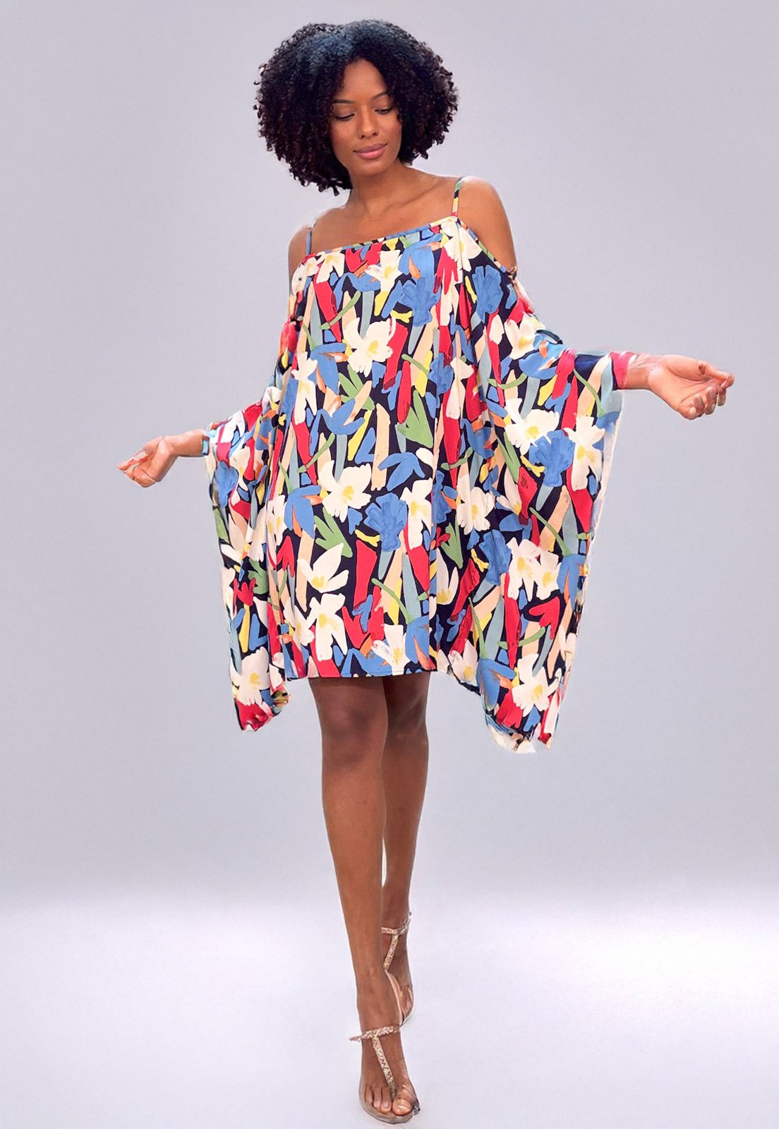 Vestido Kaftan Garaguá Canário Estampa Floresce