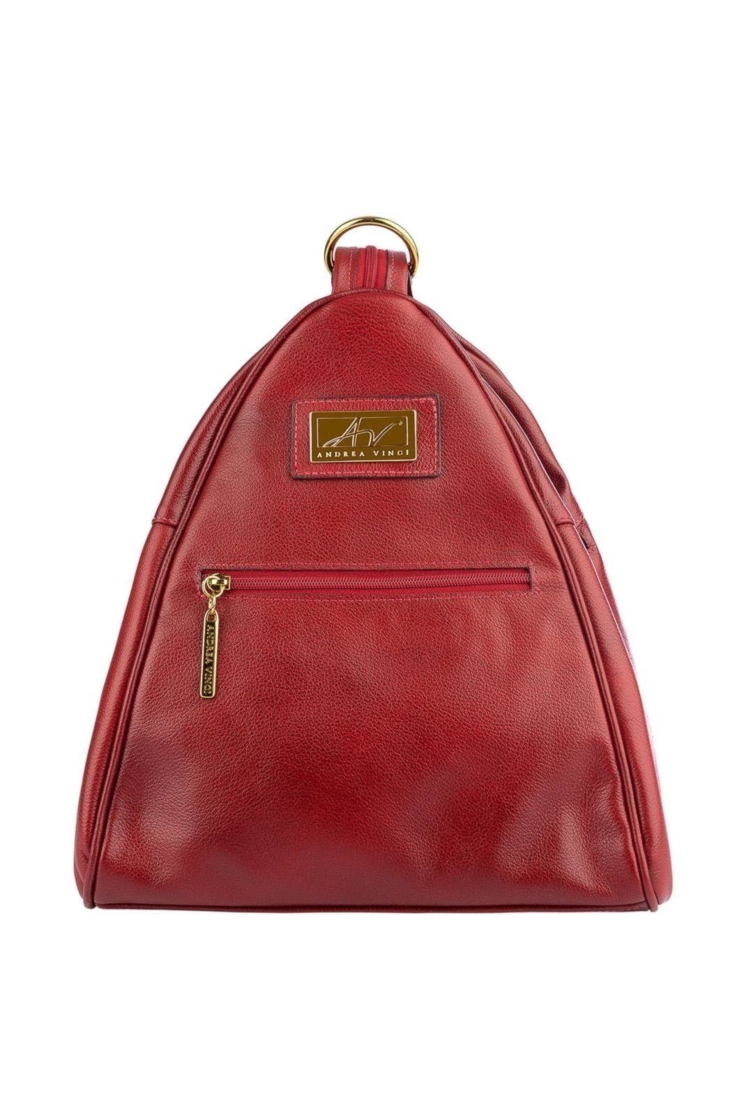 Vista 2 Mochila de couro liso 2 em 1 Malu Andrea Vinci vermelho Andrea Vinci vermelho