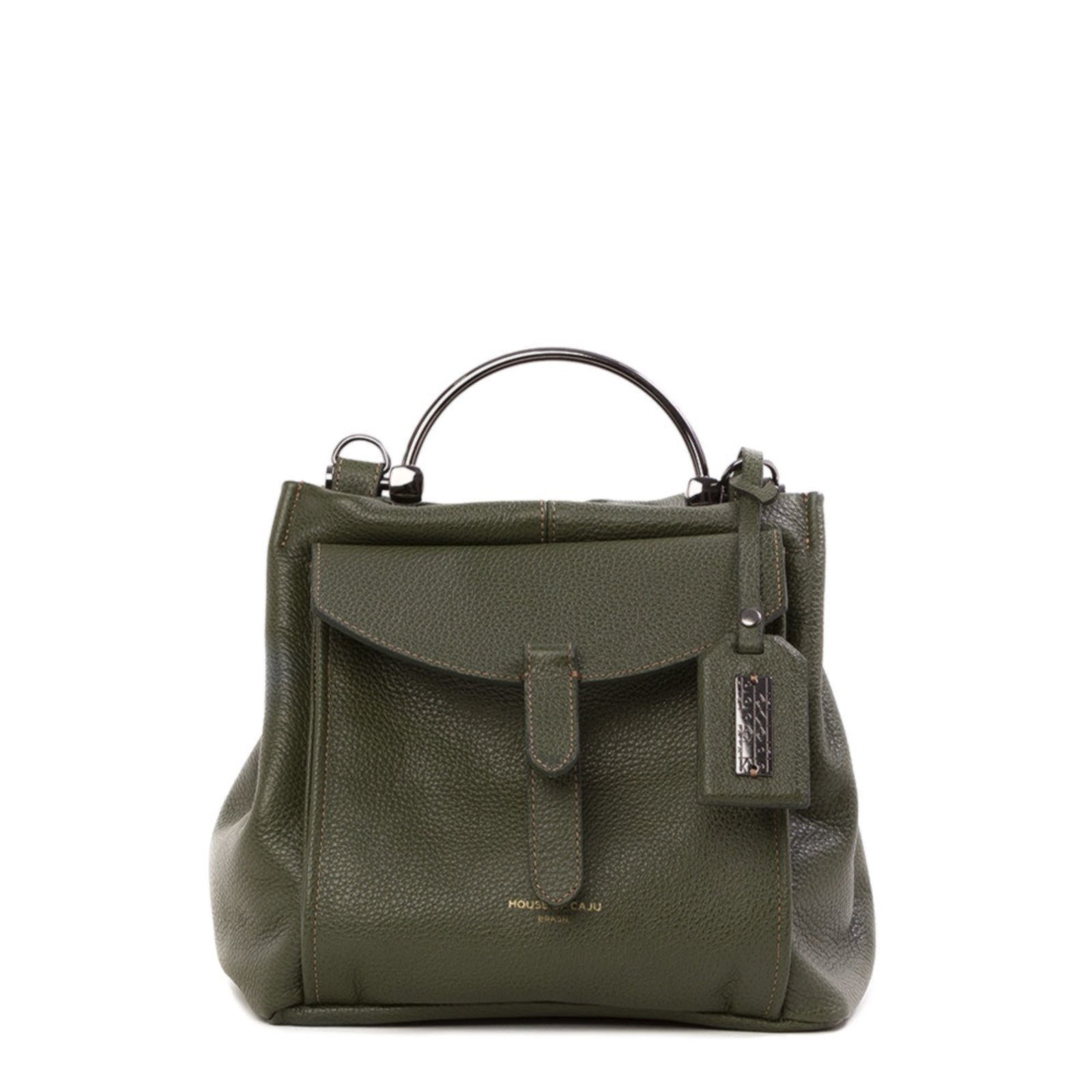 Bolsa Feminina Em Couro Alça de Mão Verde Musgo “Melinda Tedim”””