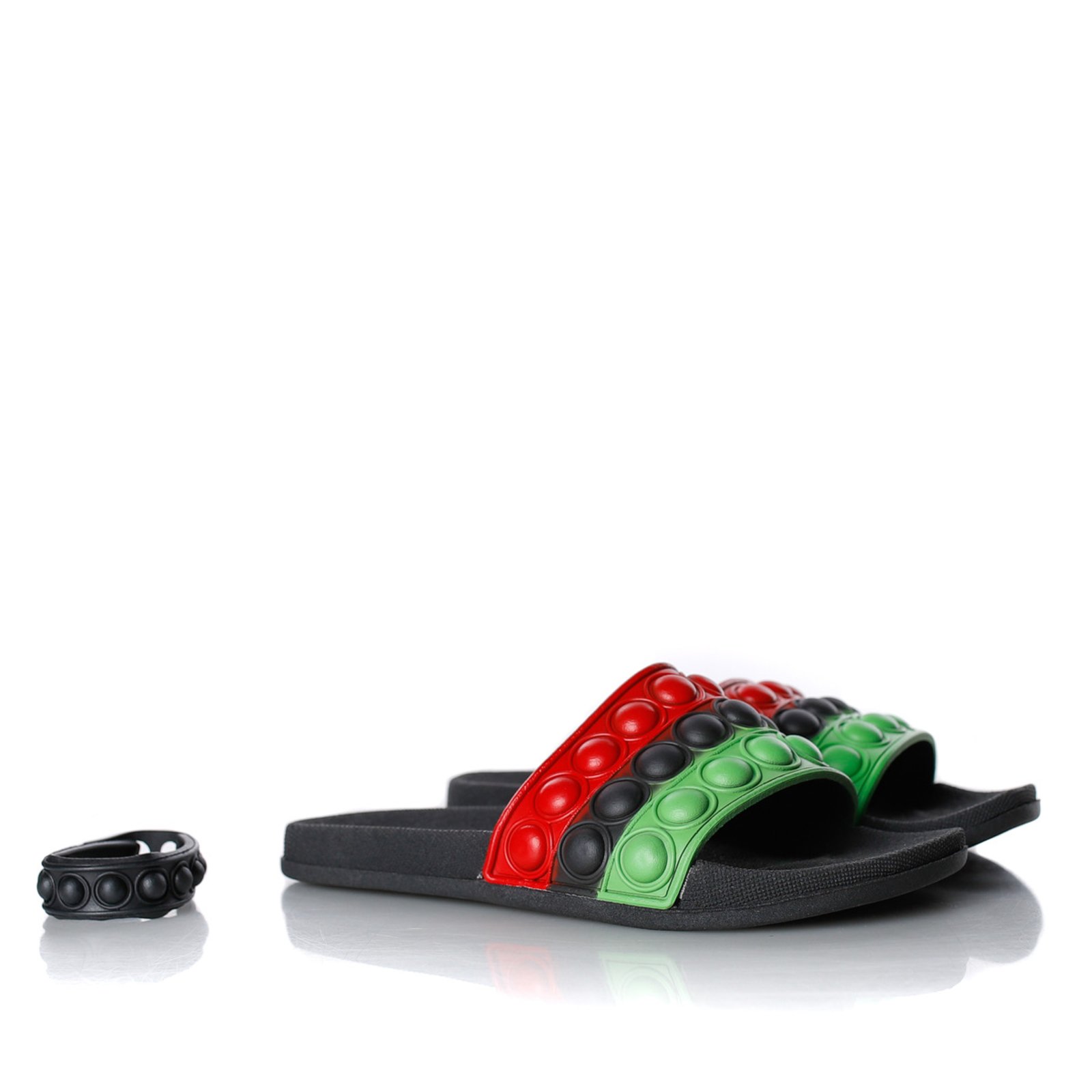 Infantil – Chinelo Unissex Slide PopIT com Pulseira Moda Menino e Menina Preto