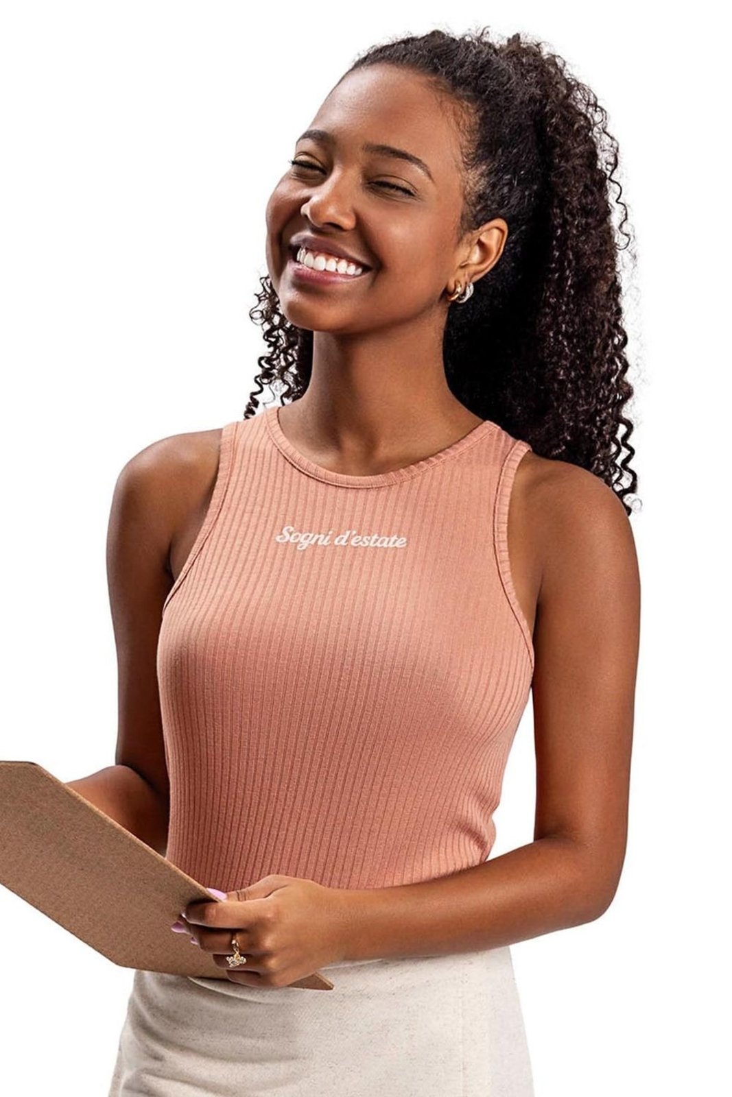 Infantil - Regata Juvenil Feminina Canelado Linho Elian Beats Marrom