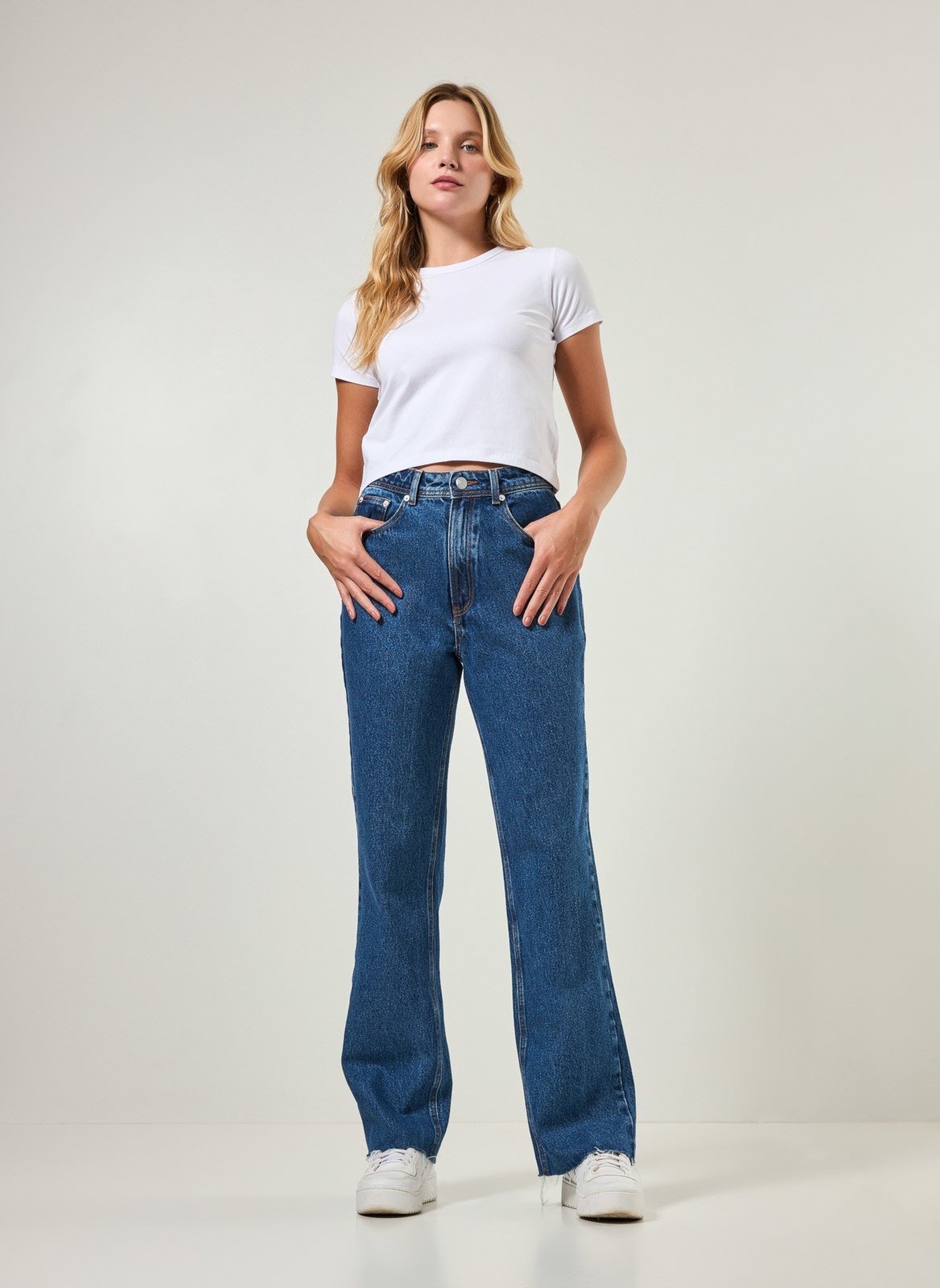 Calça Jeans Wide Leg De Cintura Alta