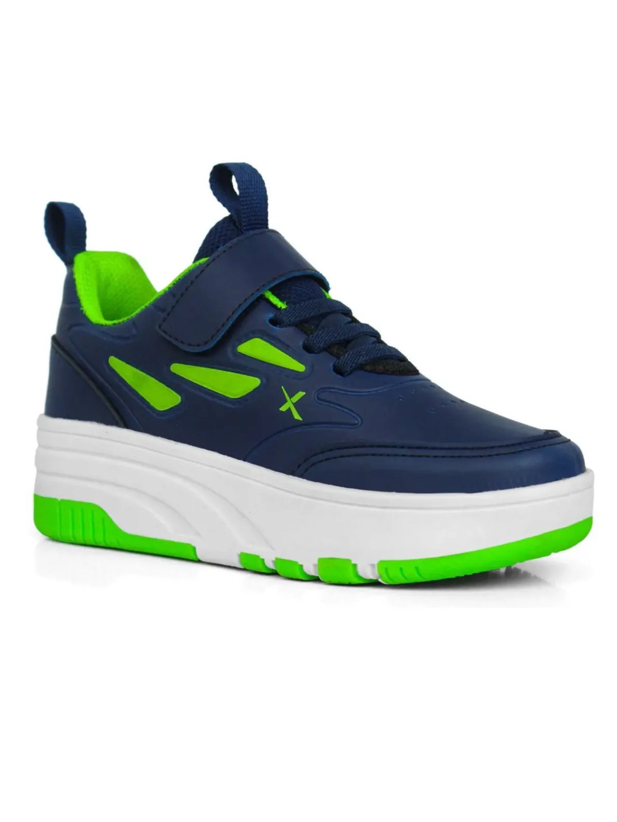Infantil - Tênis Masculino De Rodinha Miuzzi Para Diversão Com Rodas e Chave Cor Azul Marinho e Verde