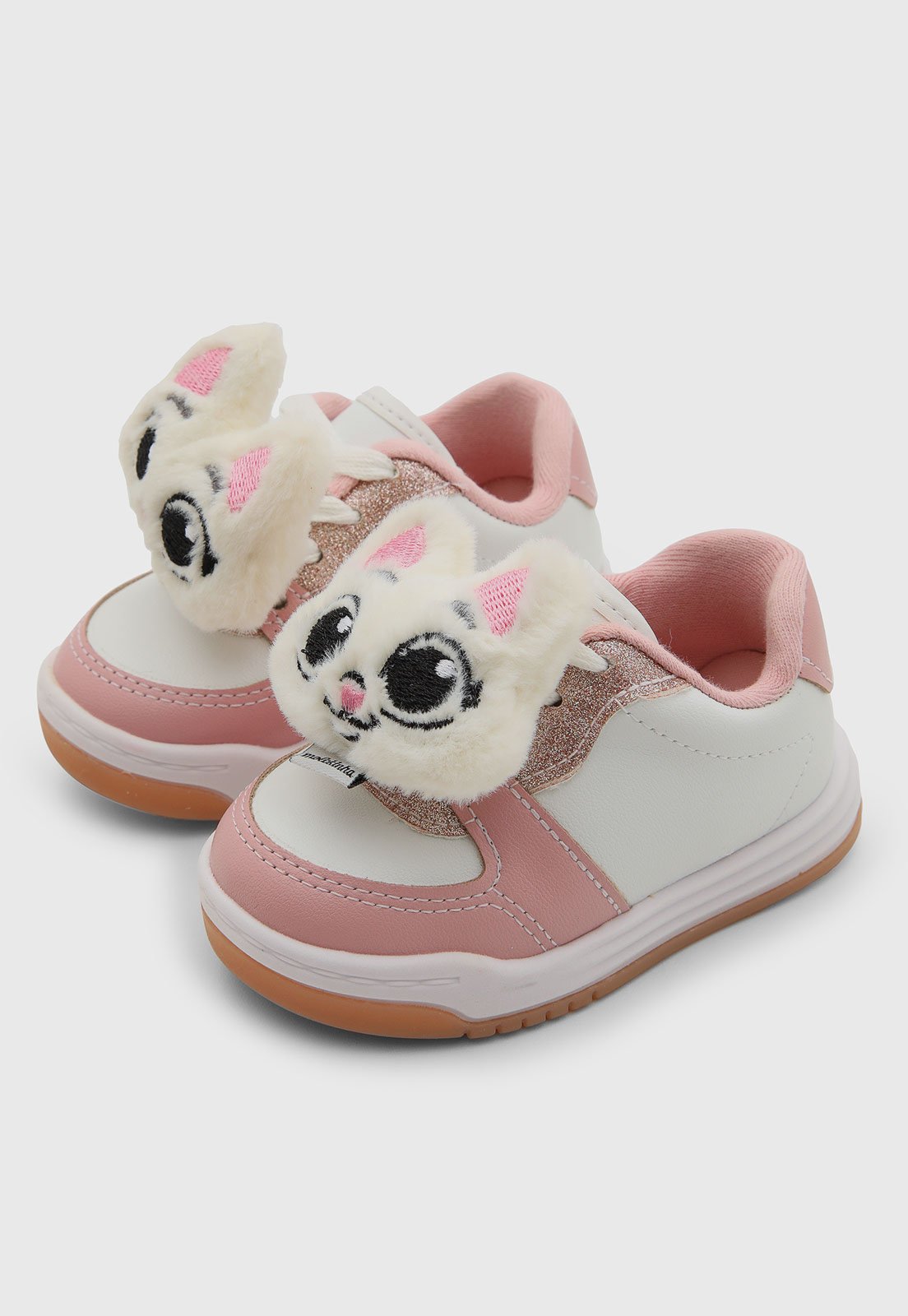 Infantil - Tênis Molekinha Detalhe Pelúcia Gato Rosa