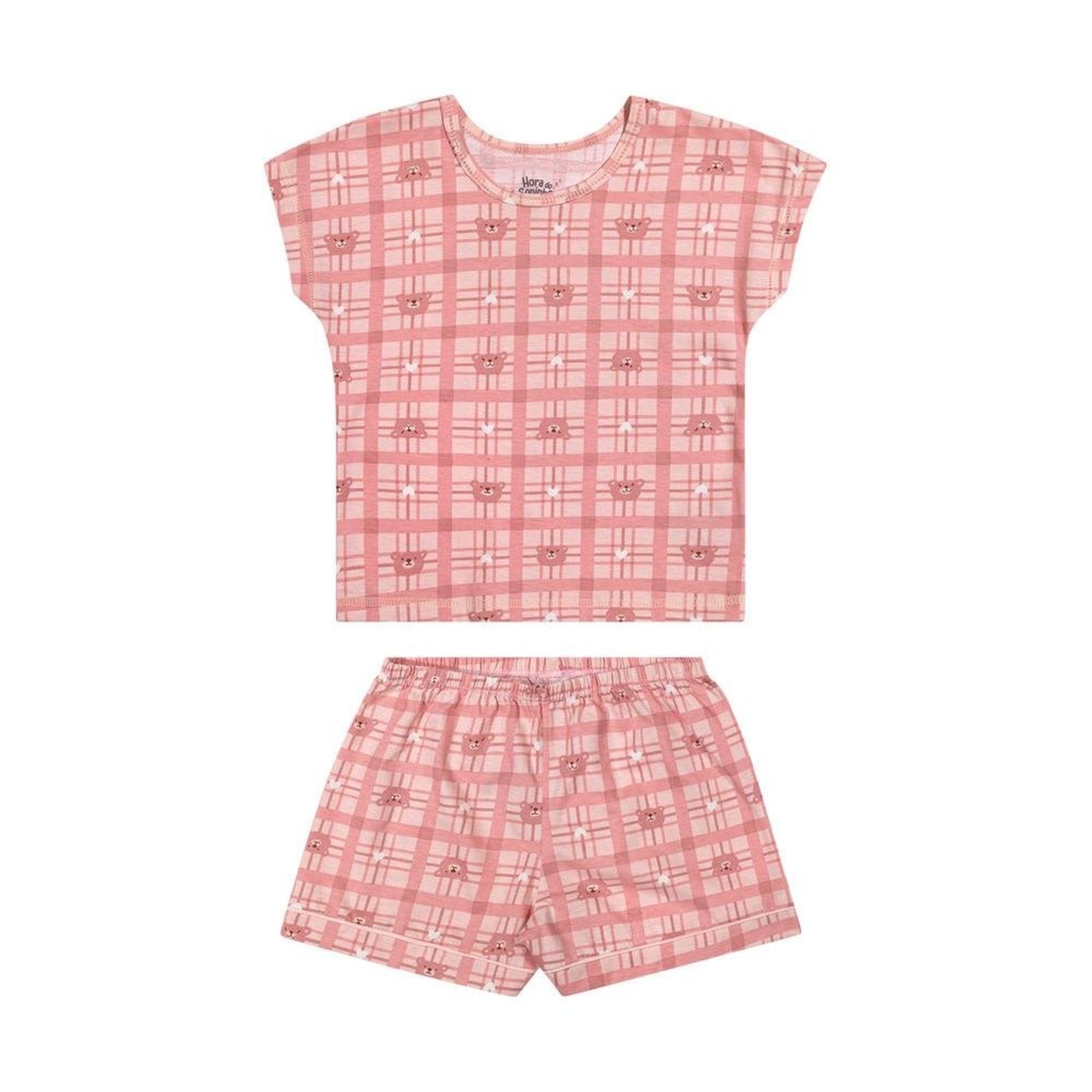 Pijama Curto Menina Estampado Elian 10 Rosa