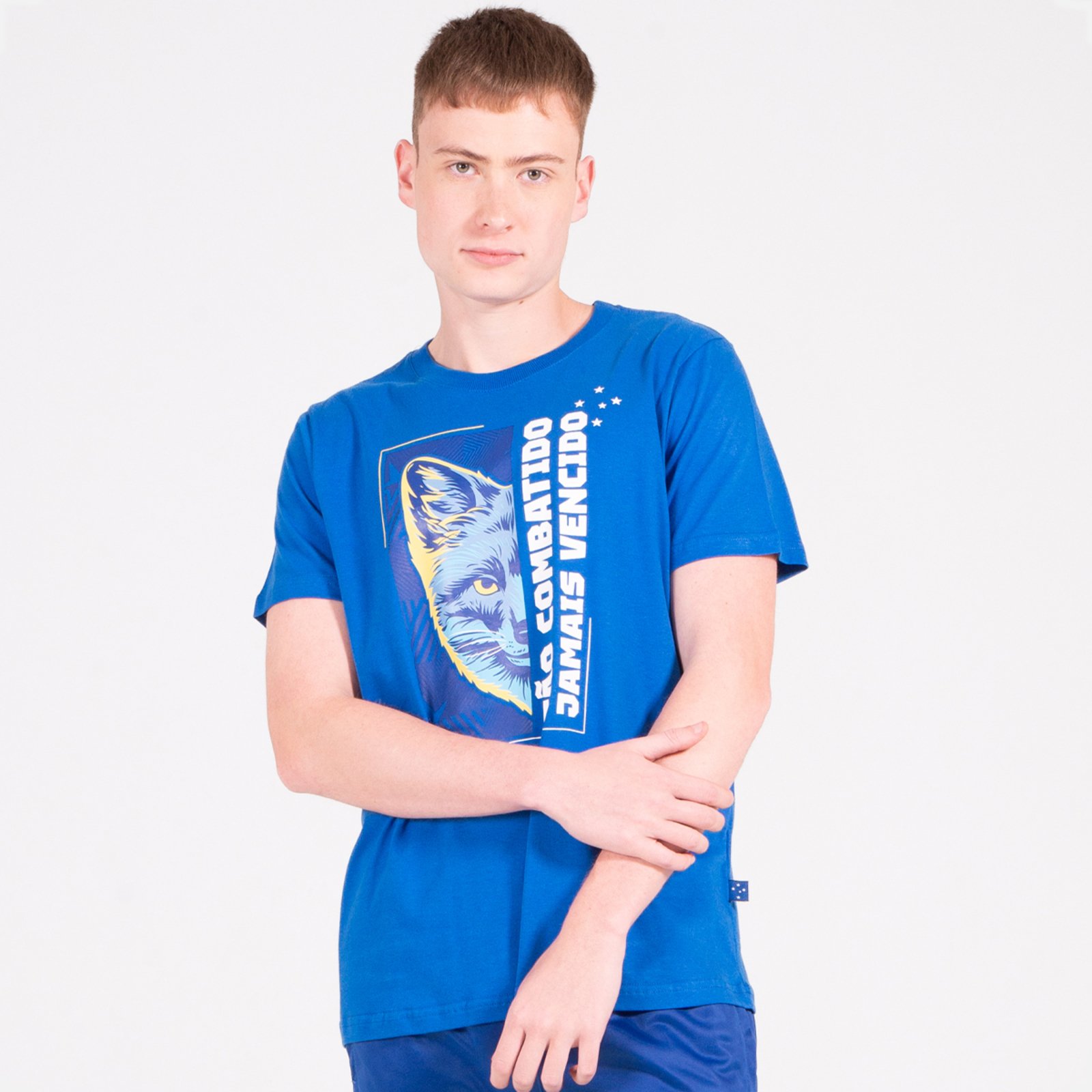 Camiseta Cruzeiro Oficial Tão Combatido Jamais Vencido Surf Center Azul