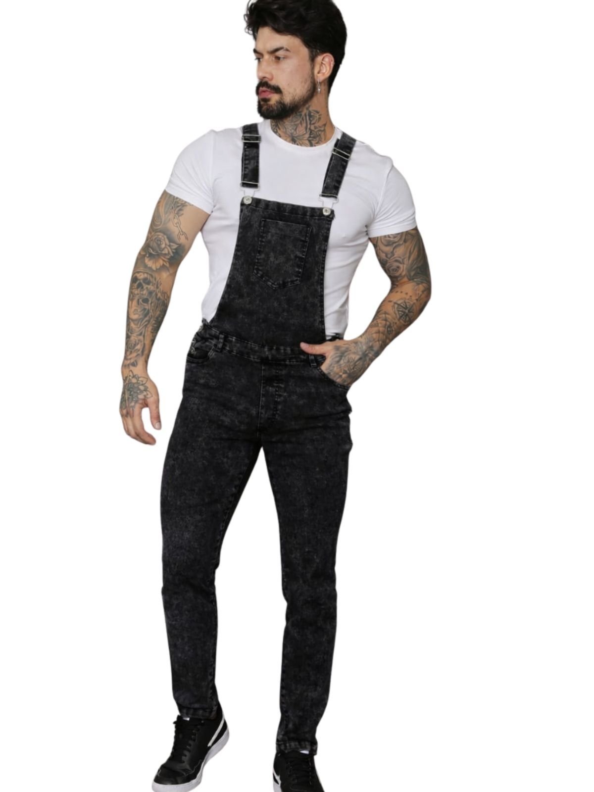 Macacão Masculino Grafite Marmorizado Alleppo Jeans