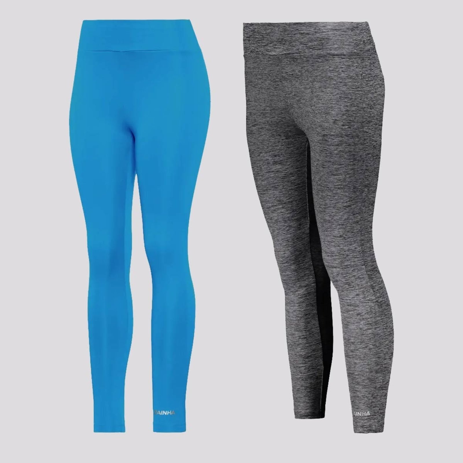 Kit 2 Calças Legging Rainha Classic UV 50+ Joy II Feminina Cinza e Azul