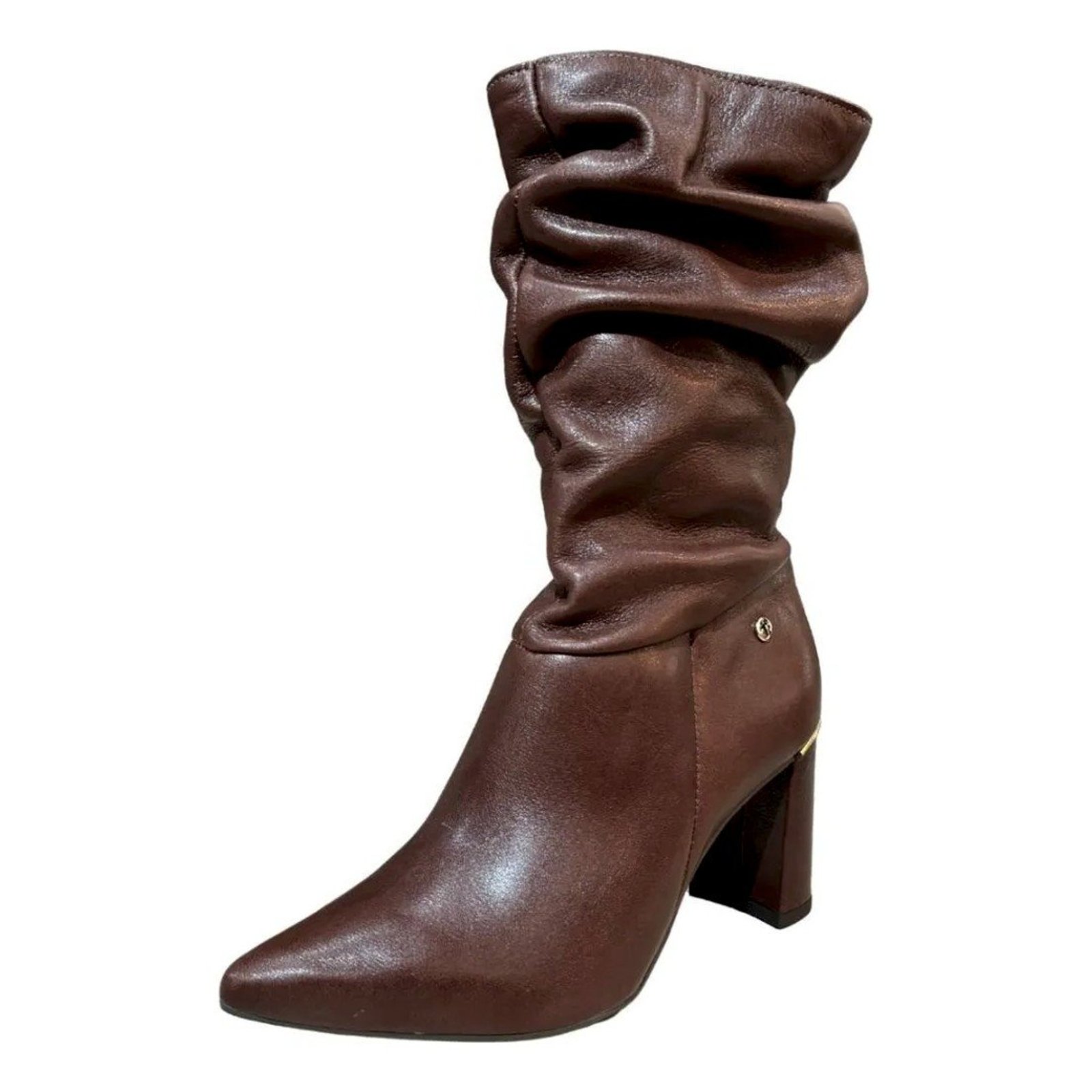 Bota Feminina Salto Medio Couro Design Sofisticado Tanara