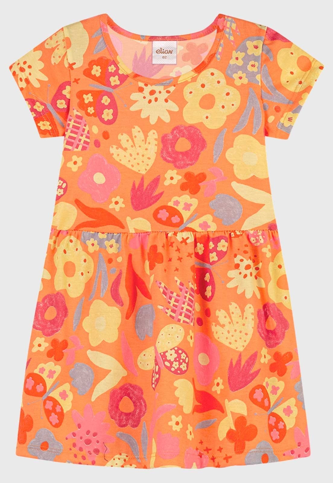 Vestido Elian Estampado Flores Laranja