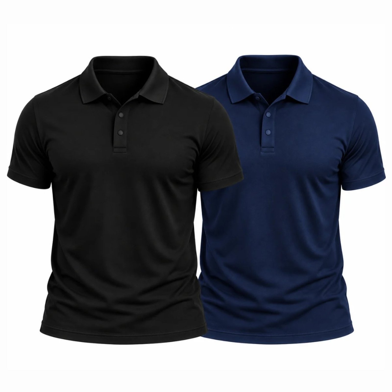 Kit 2 Camisas Polo Masculina Poliamida Premium Básica Lisa Preto