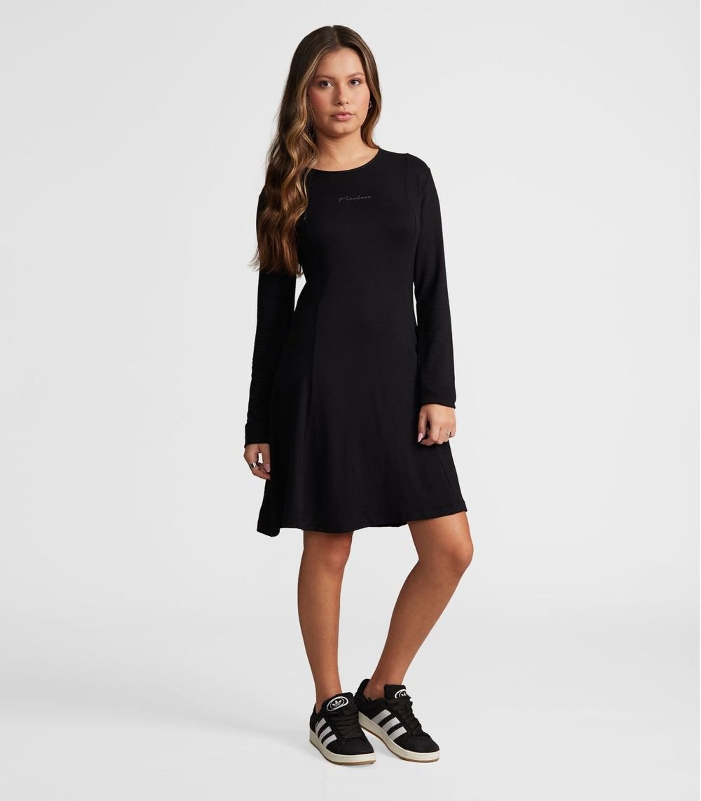 Infantil - Vestido Juvenil Molecotton Curto Manga Longa Minty Preto