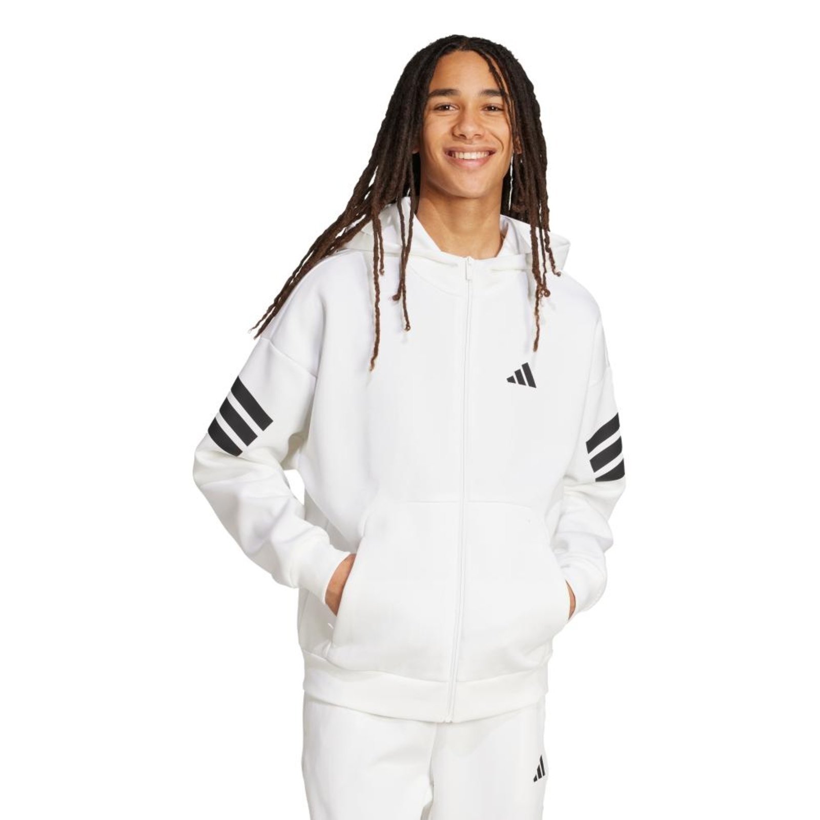 Blusa de moletom com capuz e fecho de zíper Três Listras Future Icons adidas Sportswear Branco