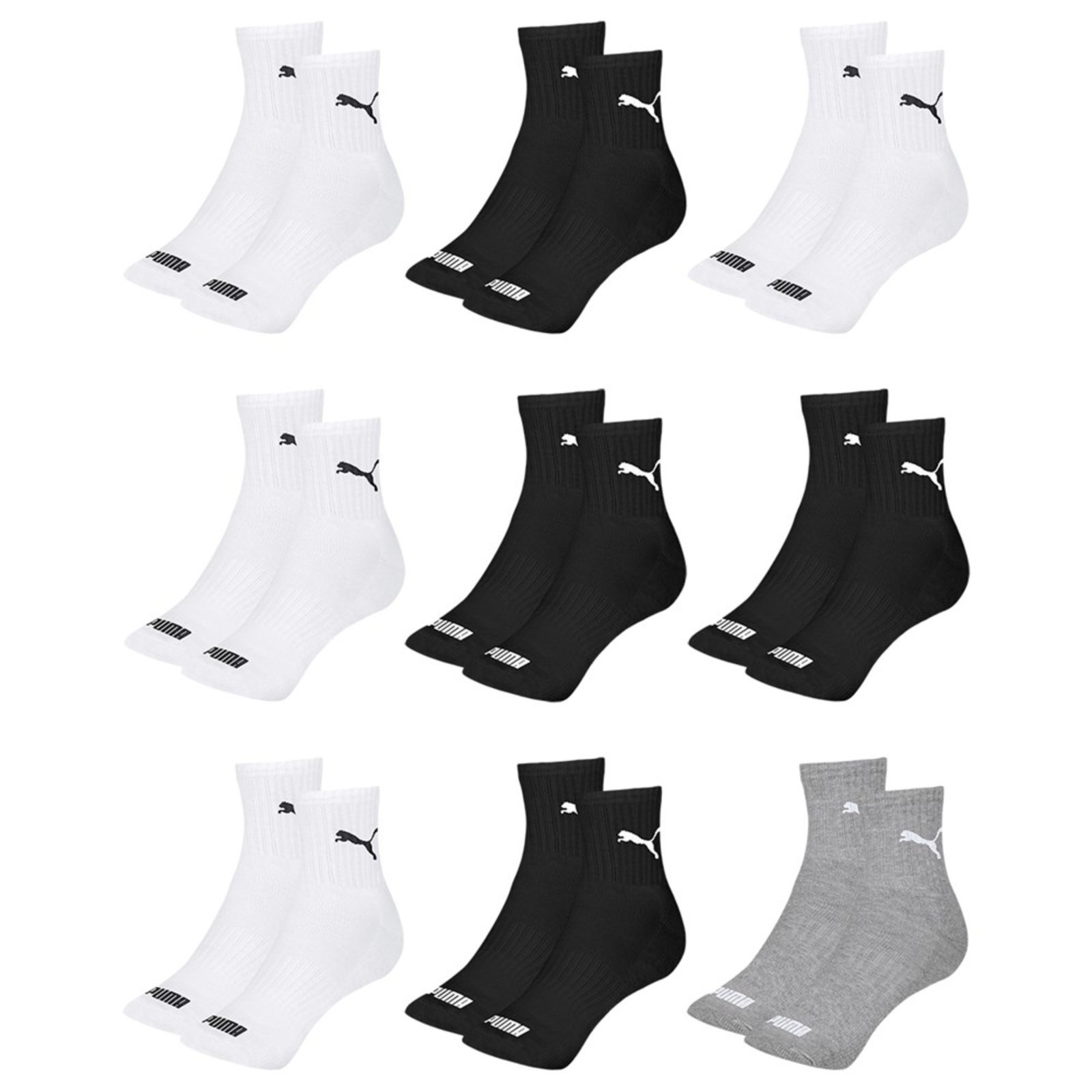 Kit 9 Pares de Meias Puma Cano Médio Esportiva Feminino