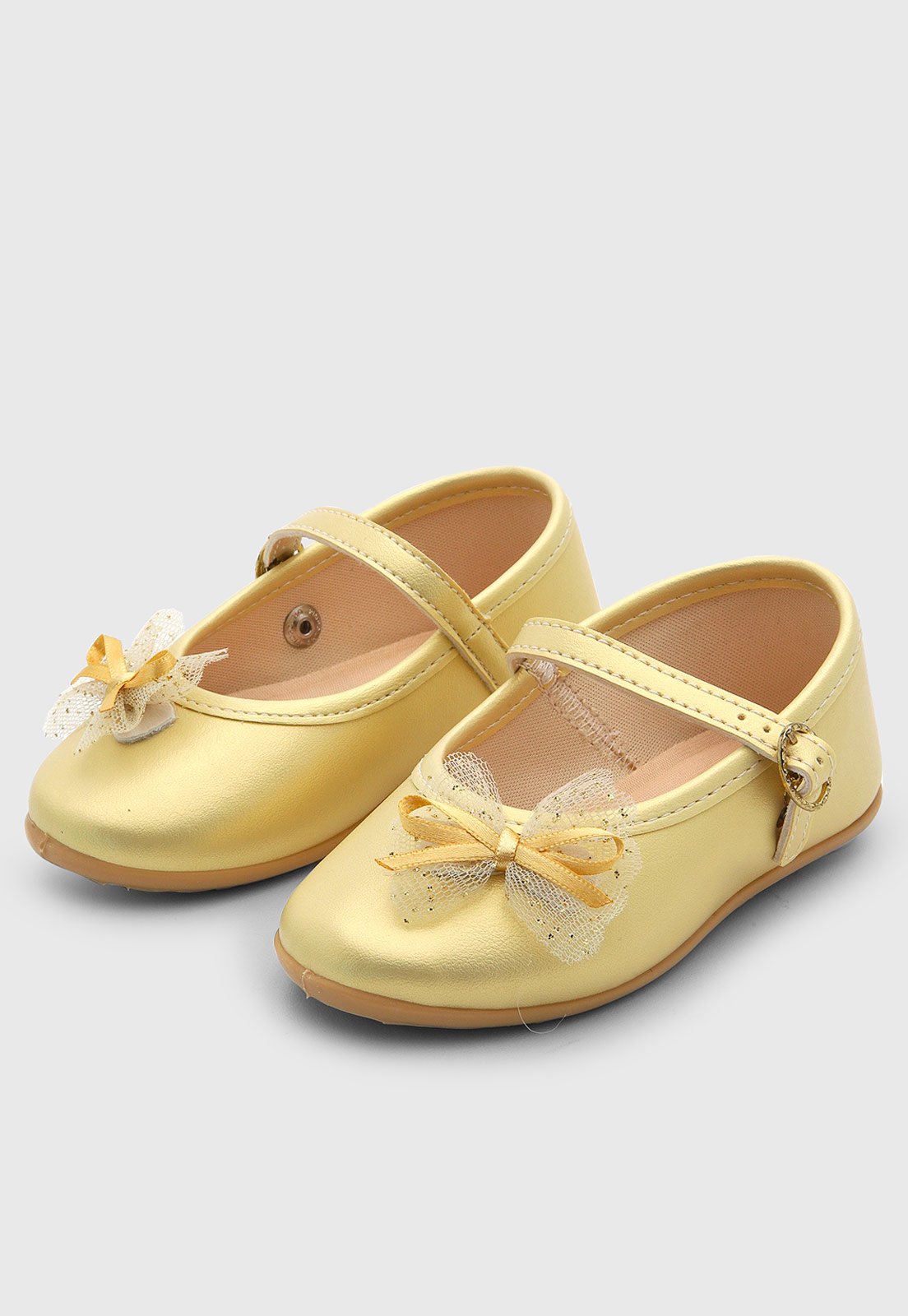 Infantil - Sapatilha Pimpolho Laço Tule Dourado