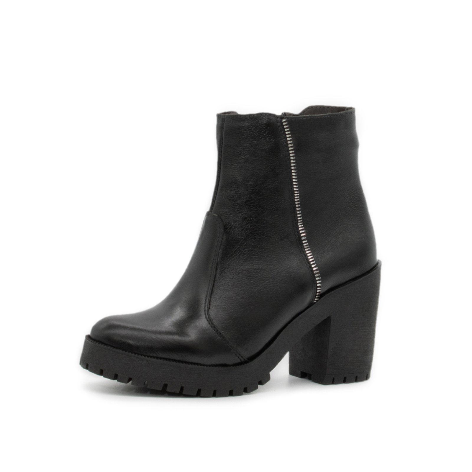Bota Coturno Feminino Couro Preto Kuento Shoes