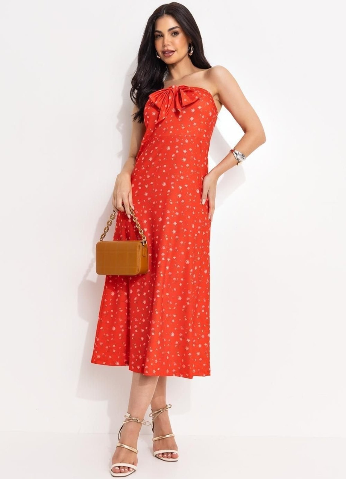 Vestido Feminino Liberty Vermelho Em Malha Fria Quintess